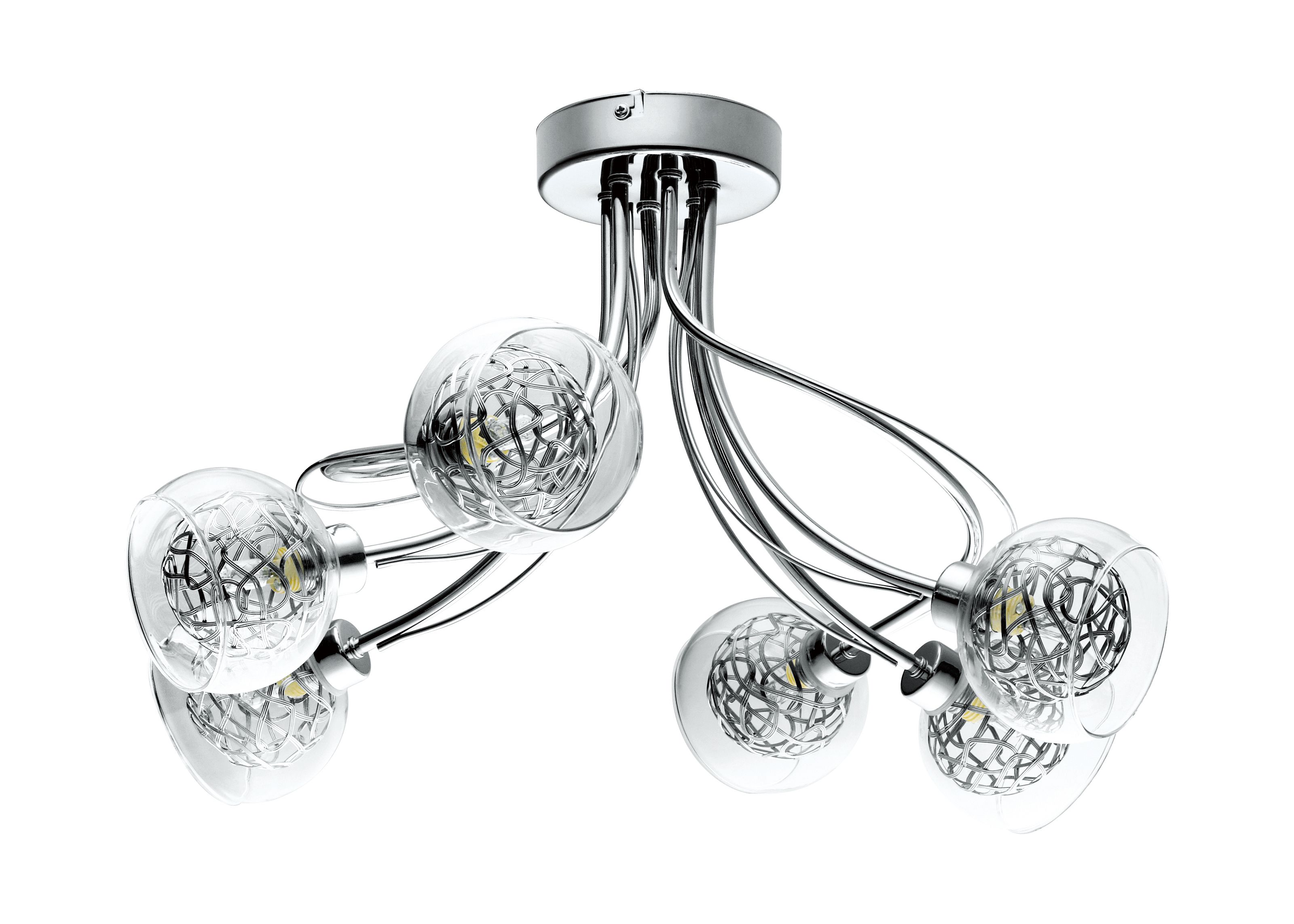 GoodHome Carmenta Spiral Glass & metal Chrome effect 6 Lamp Ceiling light