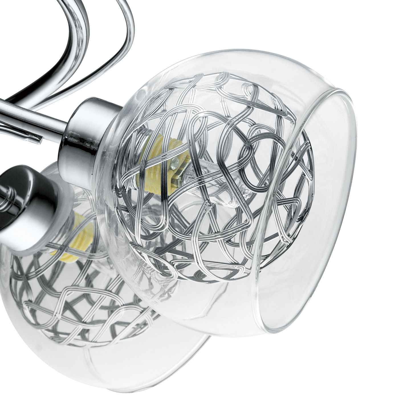 GoodHome Carmenta Spiral Glass & metal Chrome effect 6 Lamp Ceiling light