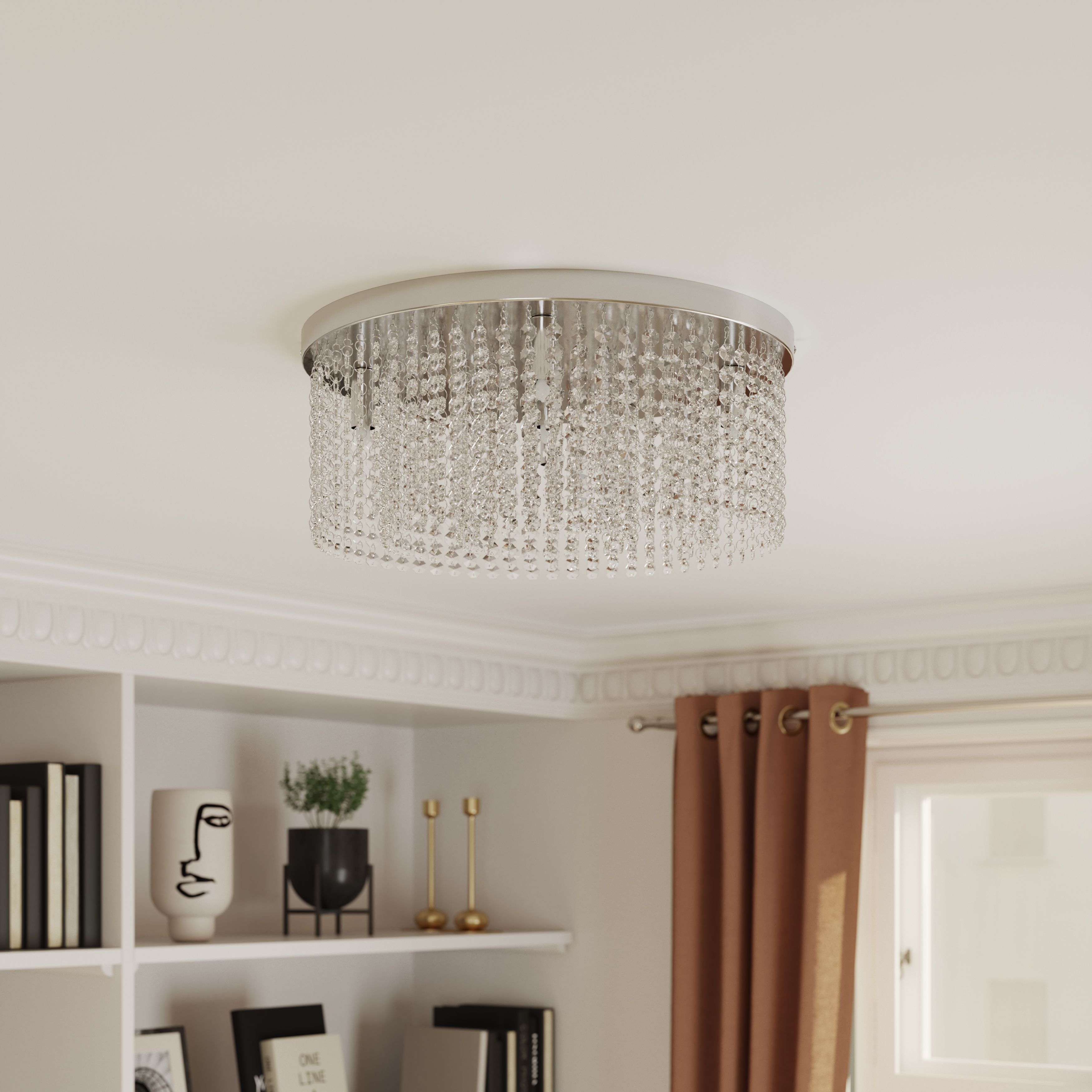 GoodHome Carna Round Glass & metal Transparent Chrome effect 5 Lamp Ceiling light