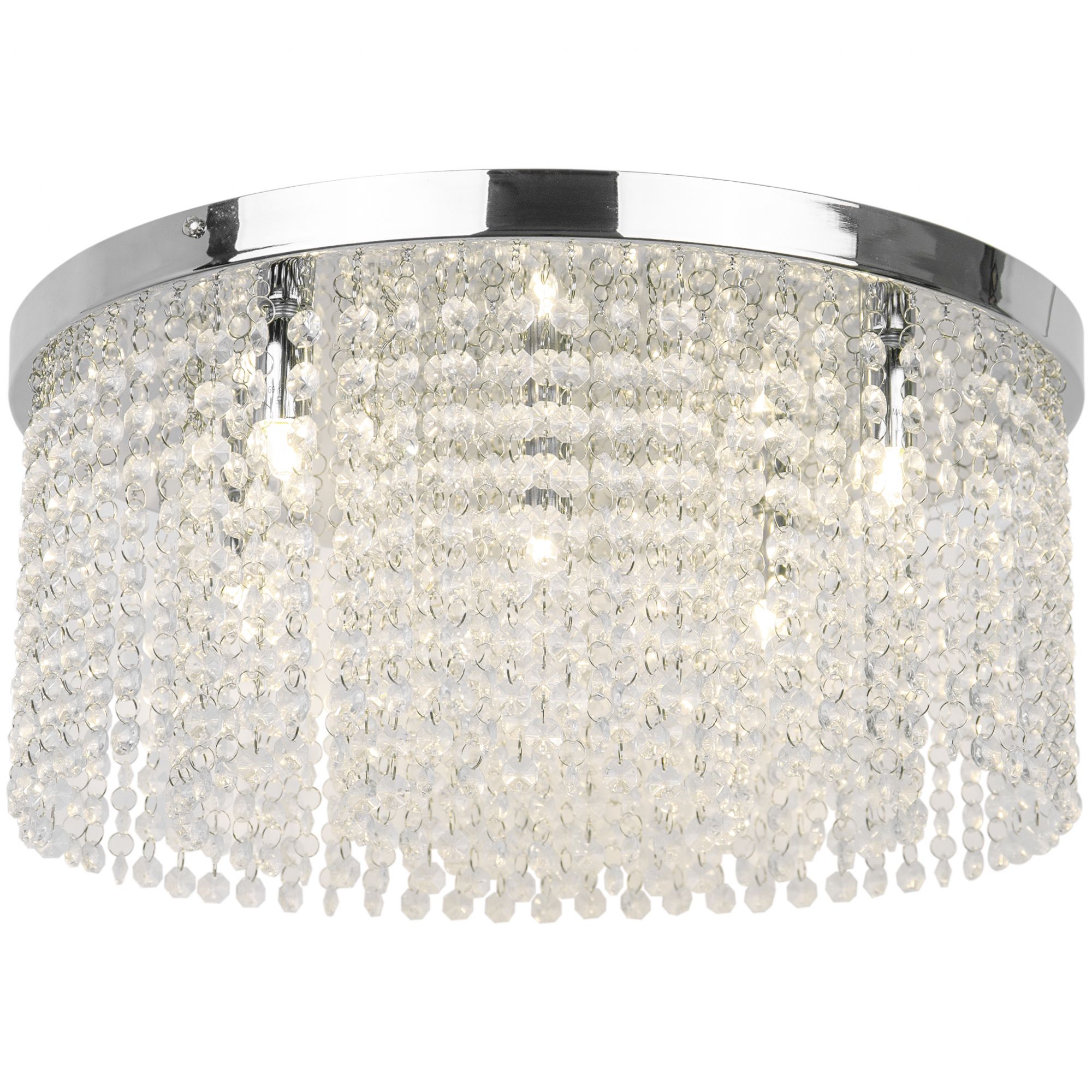 GoodHome Carna Round Glass & metal Transparent Chrome effect 5 Lamp Ceiling light