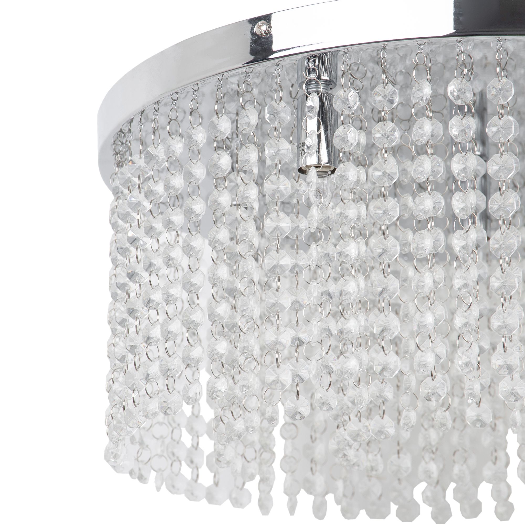 GoodHome Carna Round Glass & metal Transparent Chrome effect 5 Lamp Ceiling light