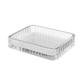 GoodHome Cavalla Transparent Ribbed effect Glass Soap dish (W)80mm