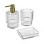 GoodHome Cavalla Transparent Ribbed effect Glass Soap dish