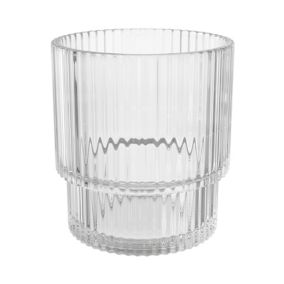GoodHome Cavalla Transparent Ribbed effect Glass Tumbler