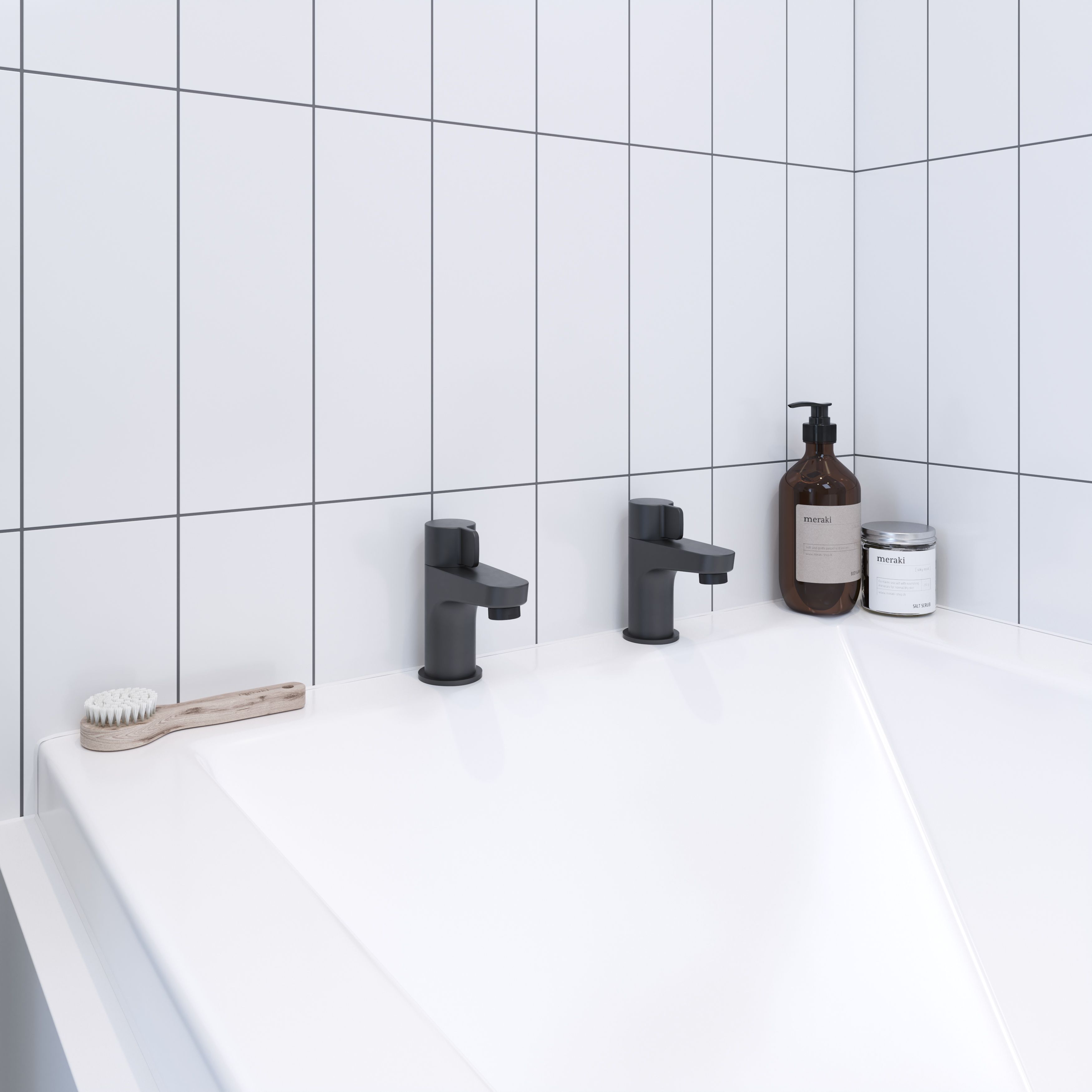 GoodHome Cavally Bath Pillar Tap, Pair