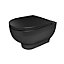 GoodHome Cavally Black Rimless Wall hung Round Toilet pan with Soft close seat
