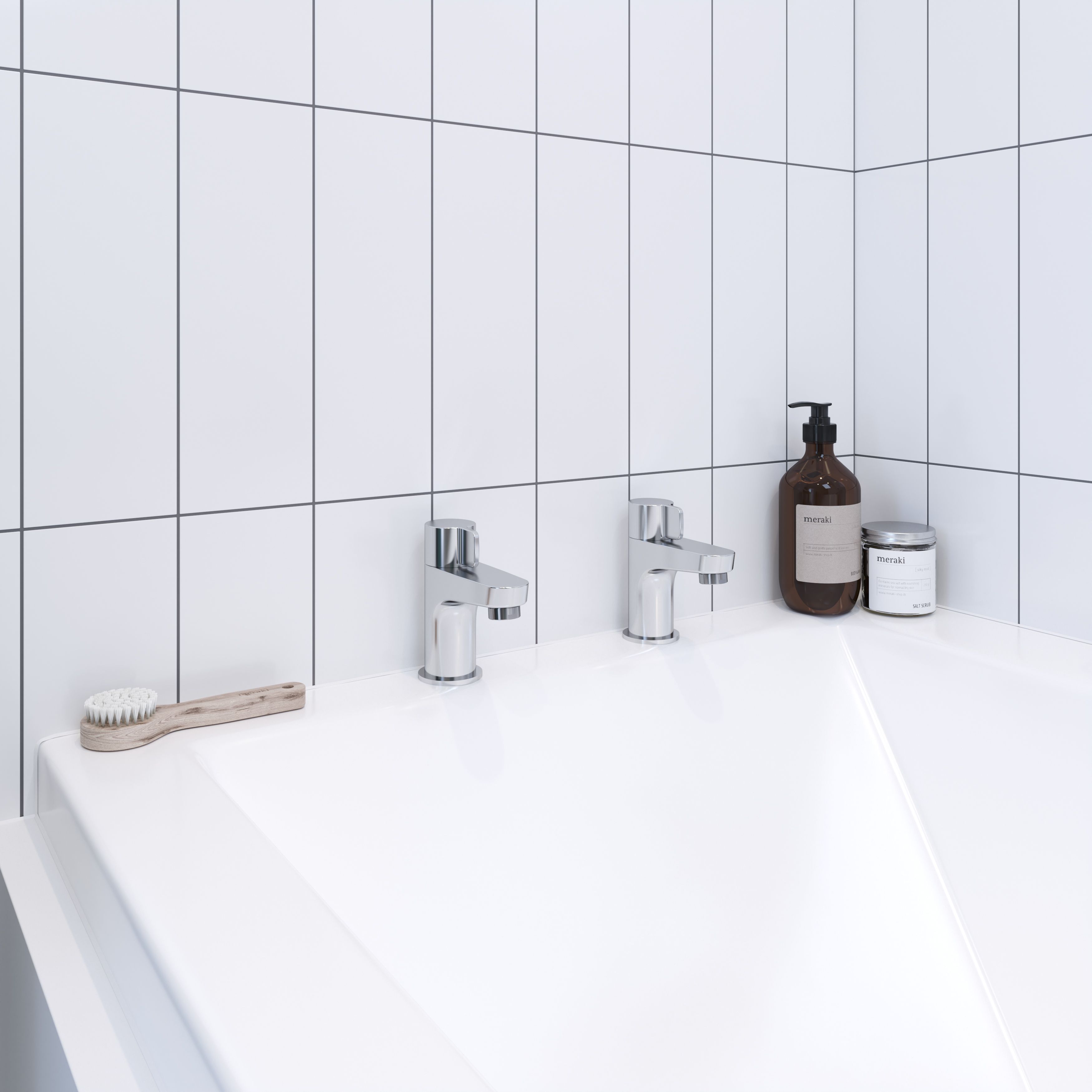 GoodHome Cavally Chrome effect Bath Pillar Tap, Pair