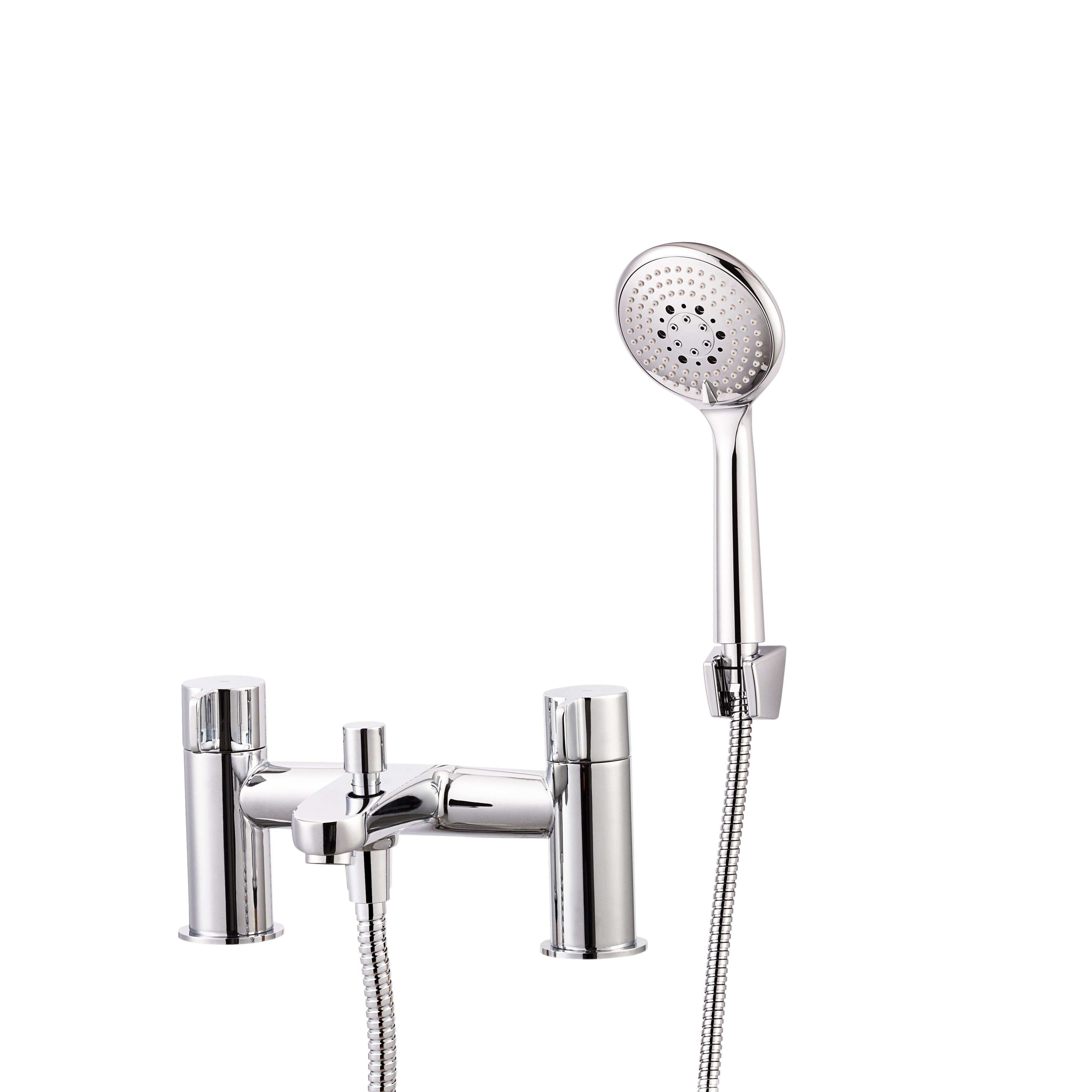 GoodHome Cavally Chrome effect Ceramic disk Freestanding Mixer tap with shower kit