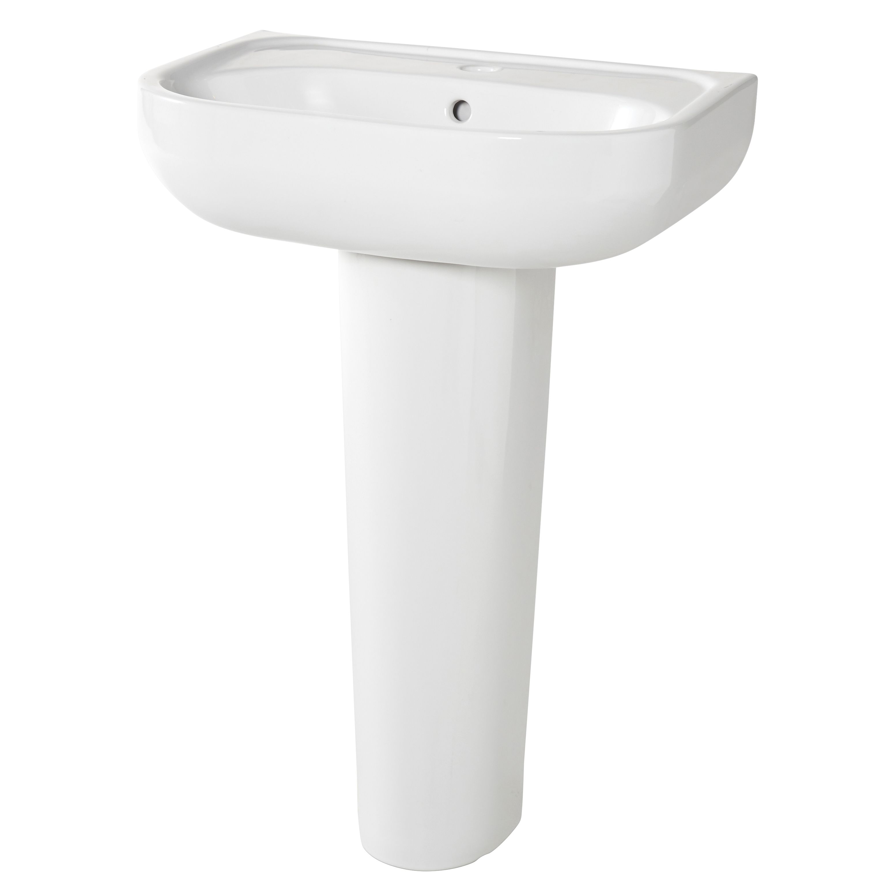 GoodHome Cavally compact White Close-coupled Floor-mounted Toilet & full pedestal basin (W)370mm (H)810mm