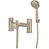 GoodHome Cavally Nickel effect Ceramic disk Freestanding Mixer tap with shower kit