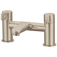 GoodHome Cavally Nickel effect Deck-mounted Manual Single Bath Filler Tap