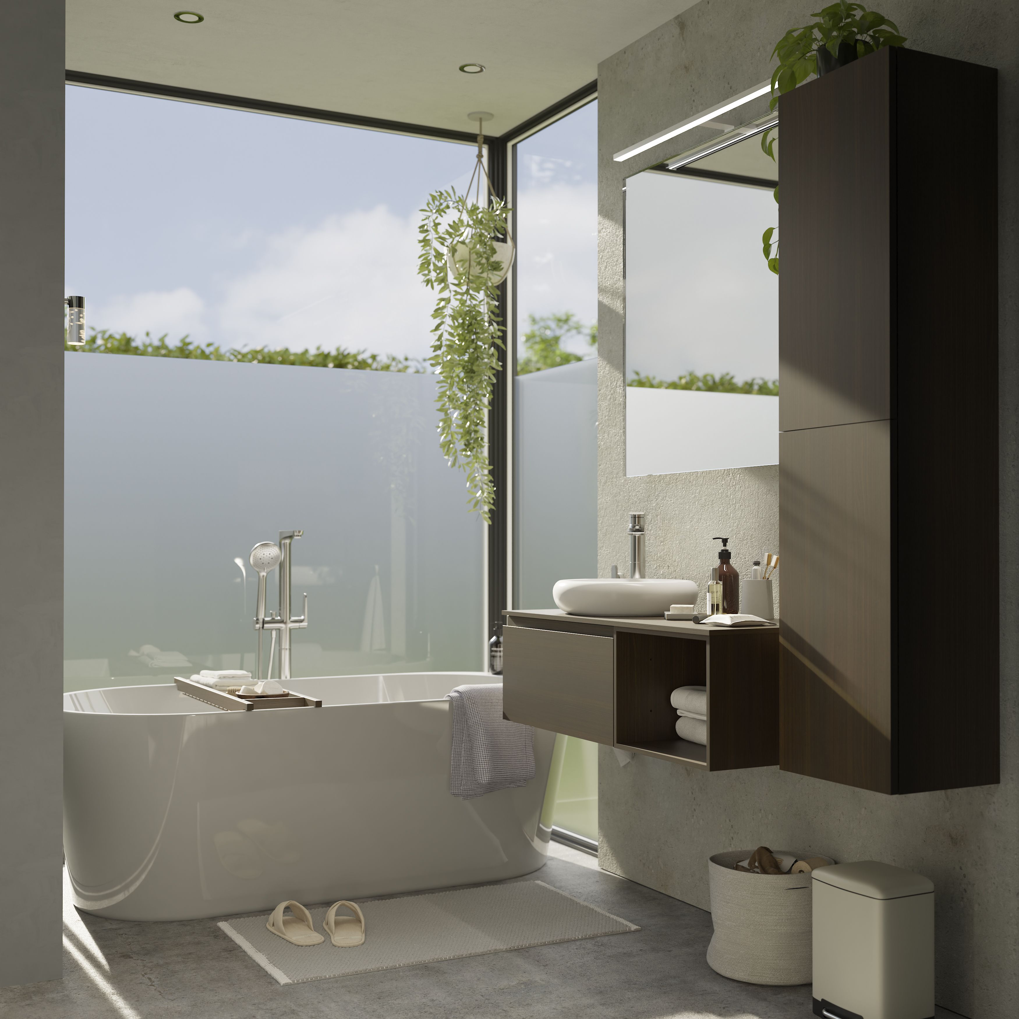 GoodHome Cavally Silver Chrome effect Ceramic disk Floor-mounted Mixer tap with shower kit