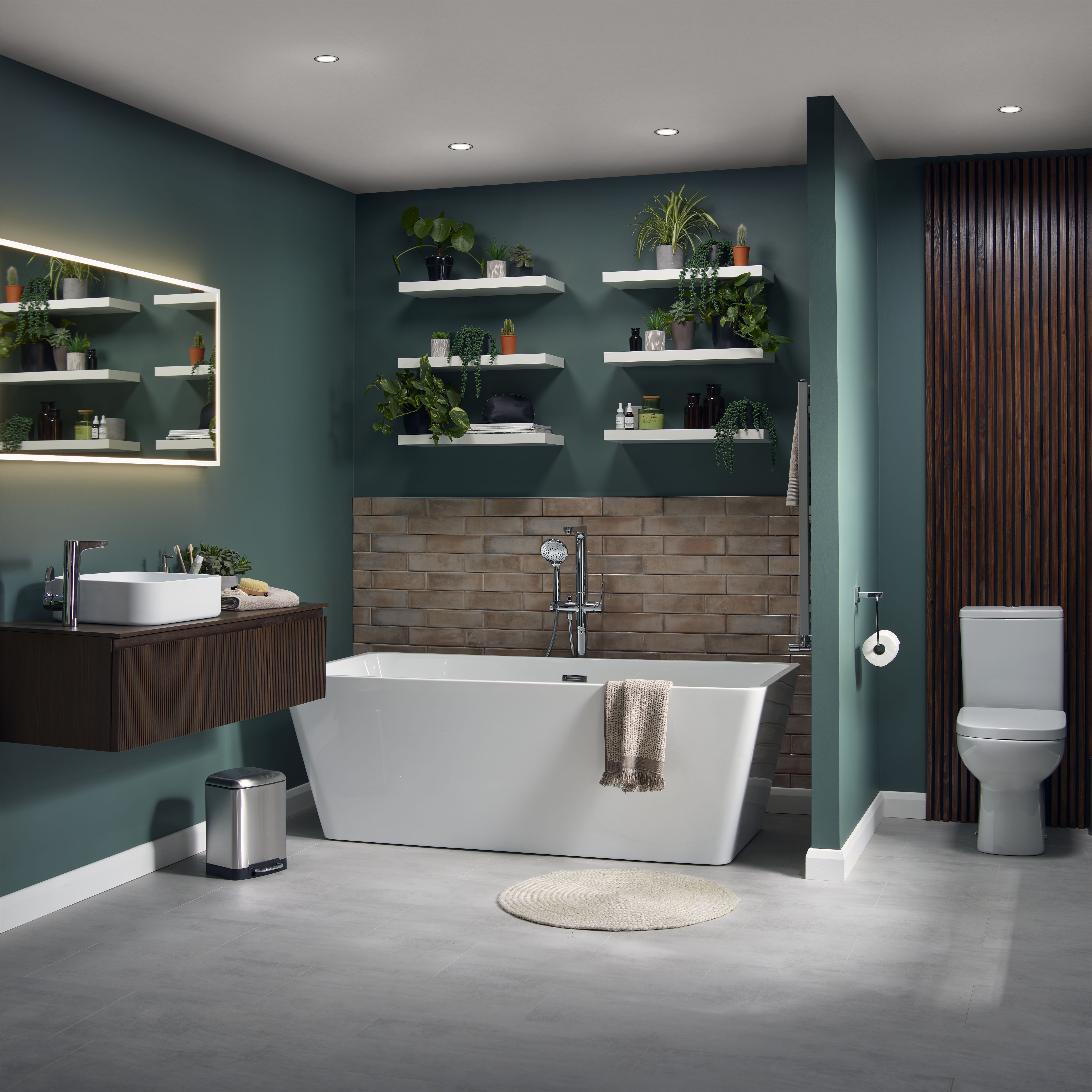 GoodHome Cavally Silver Chrome effect Ceramic disk Floor-mounted Mixer tap with shower kit