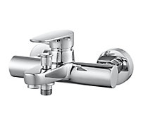 GoodHome Cavally Silver Chrome effect Wall-mounted Manual Double Wall Mono mixer Tap