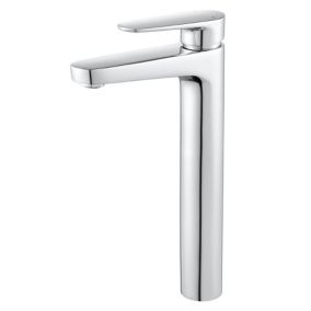 GoodHome Cavally Tall Gloss Chrome effect Round Deck-mounted Manual Sink or worktop Mono mixer Tap