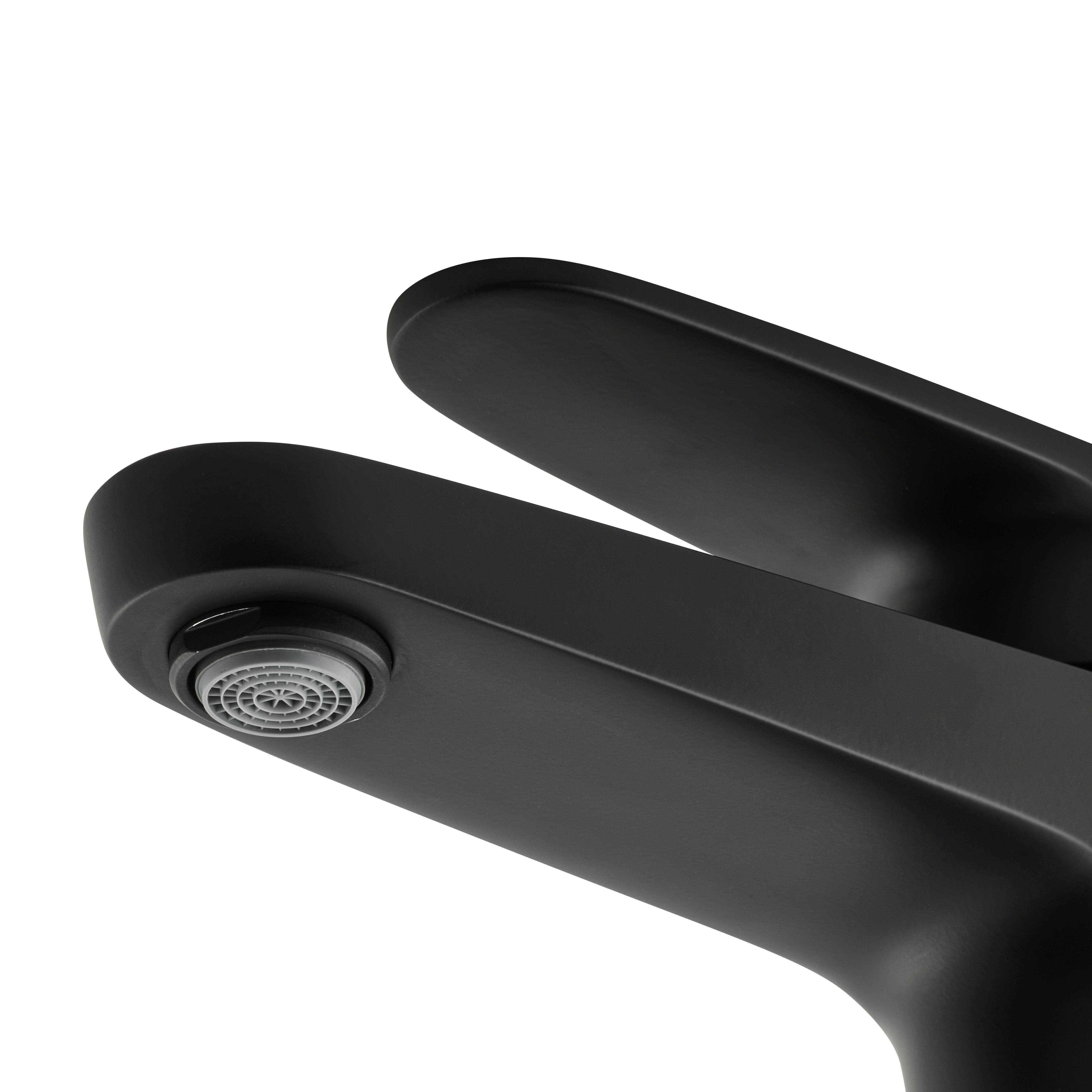 GoodHome Cavally Tall Matt Black Round Deck-mounted Manual Sink or worktop Mono mixer Tap
