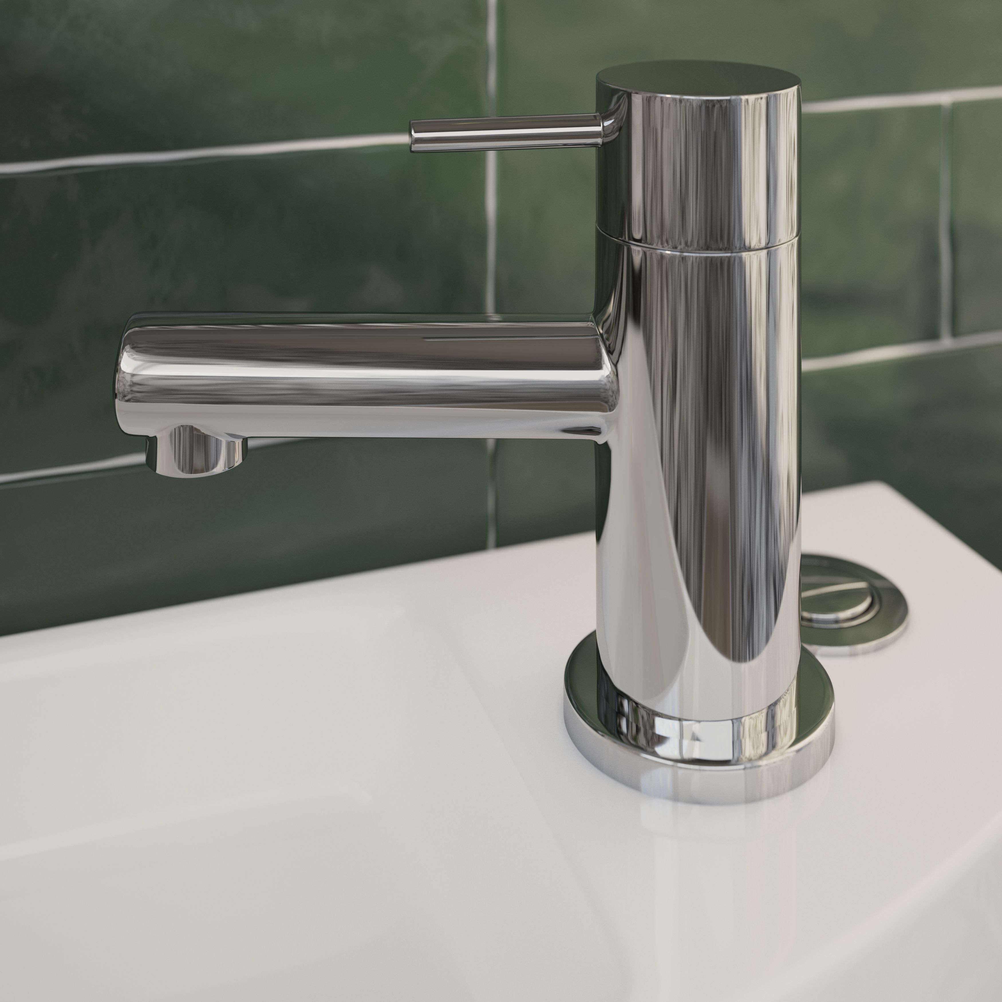 GoodHome Cavally White Close-coupled Toilet, basin & tap pack