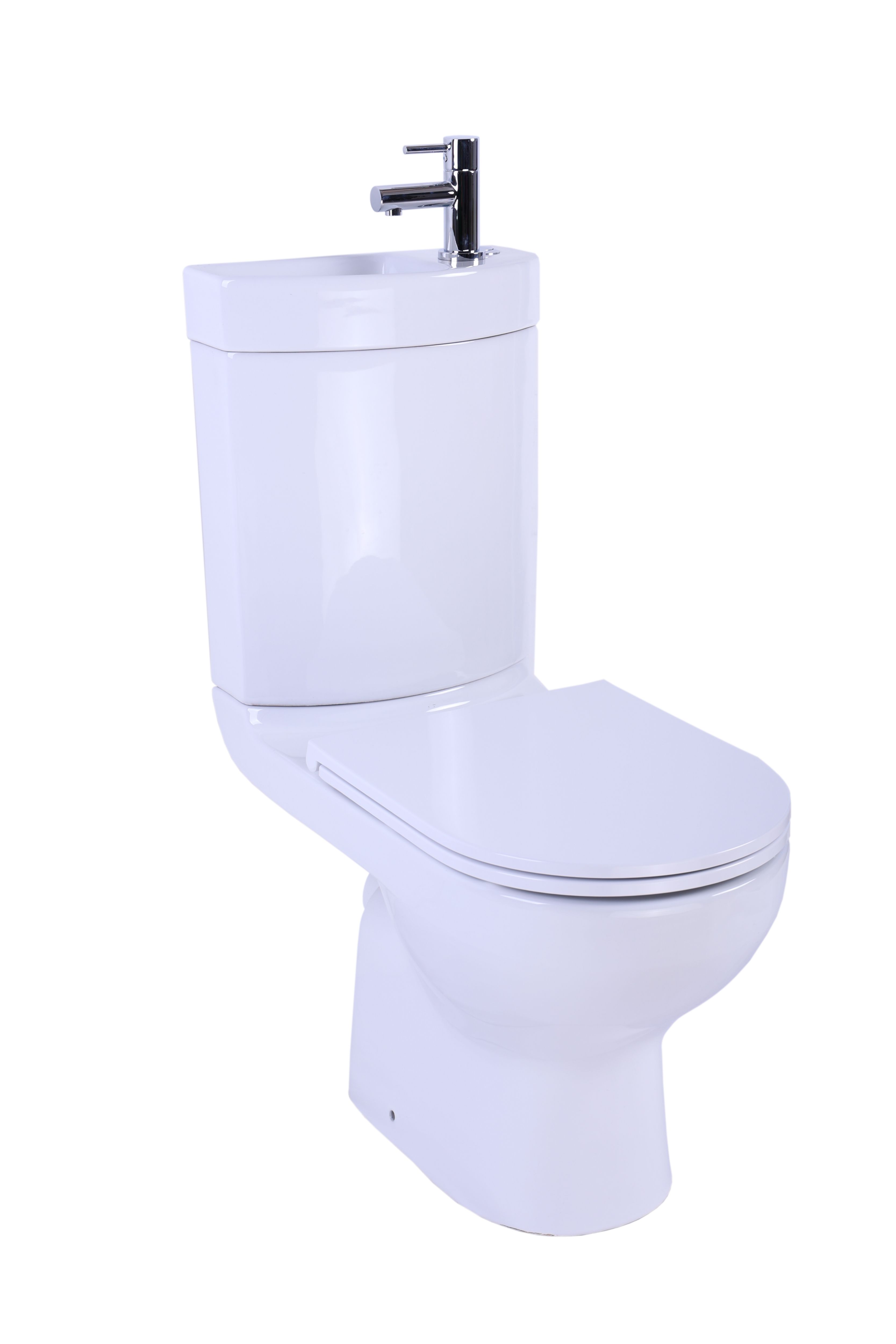 GoodHome Cavally White Close-coupled Toilet, basin & tap pack