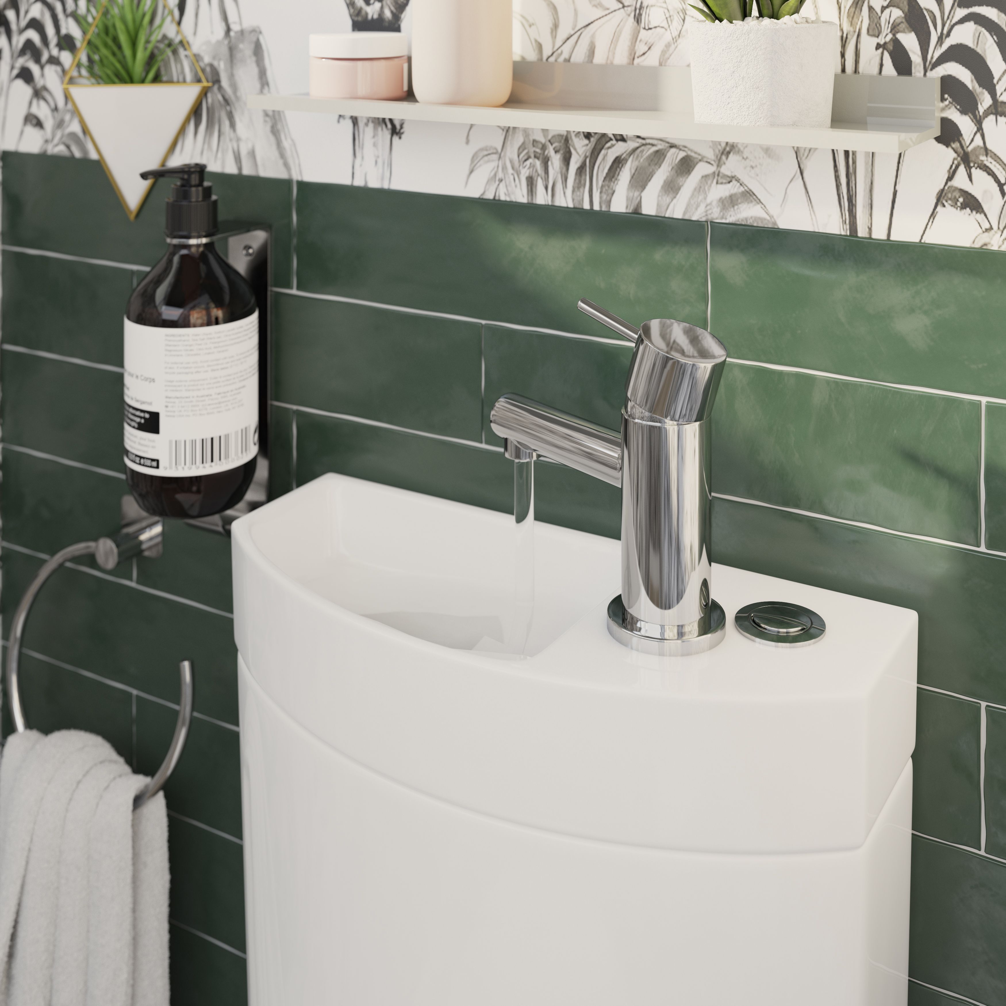 GoodHome Cavally White Close-coupled Toilet, basin & tap pack