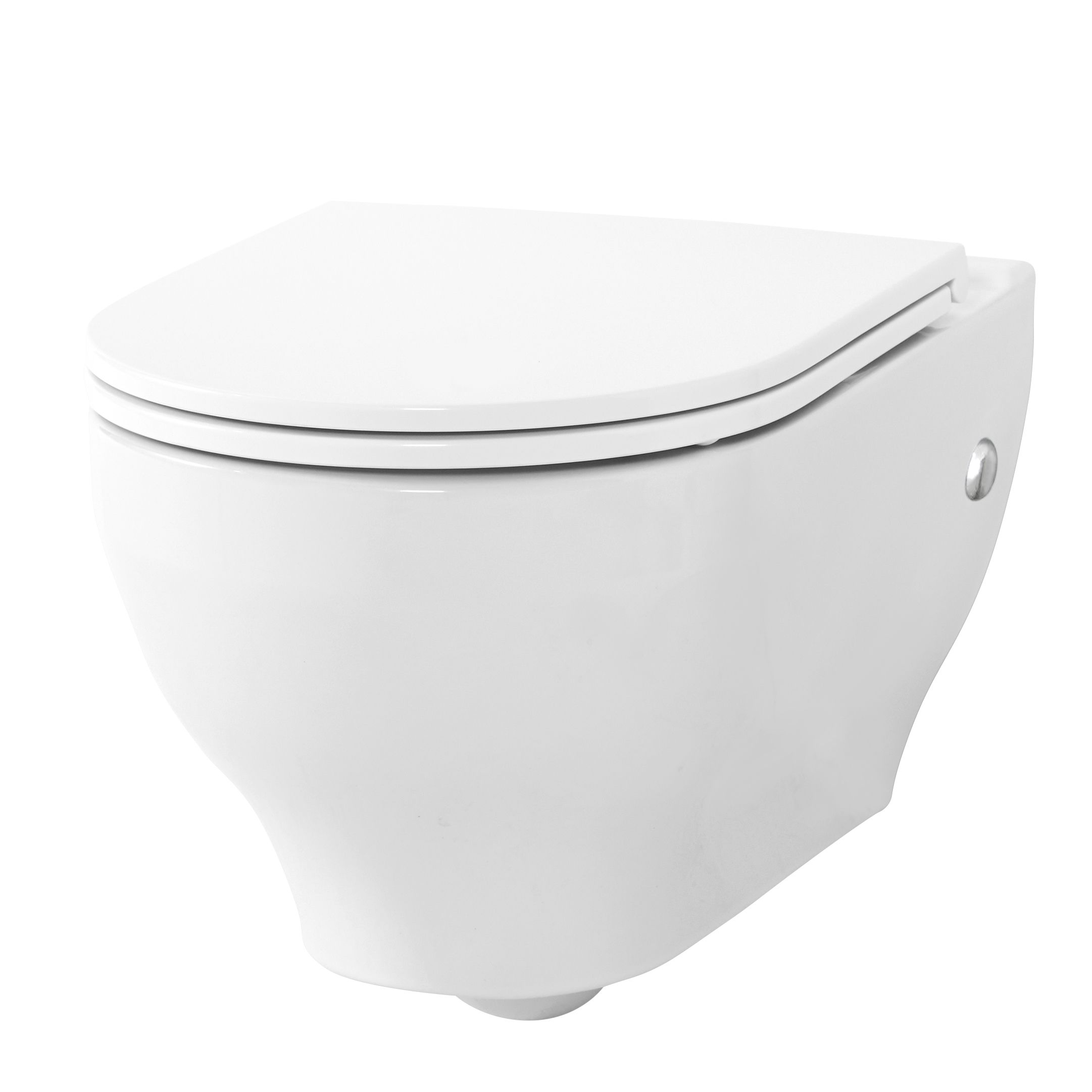 GoodHome Cavally White Rimless Back to wall Round Toilet pan with Soft