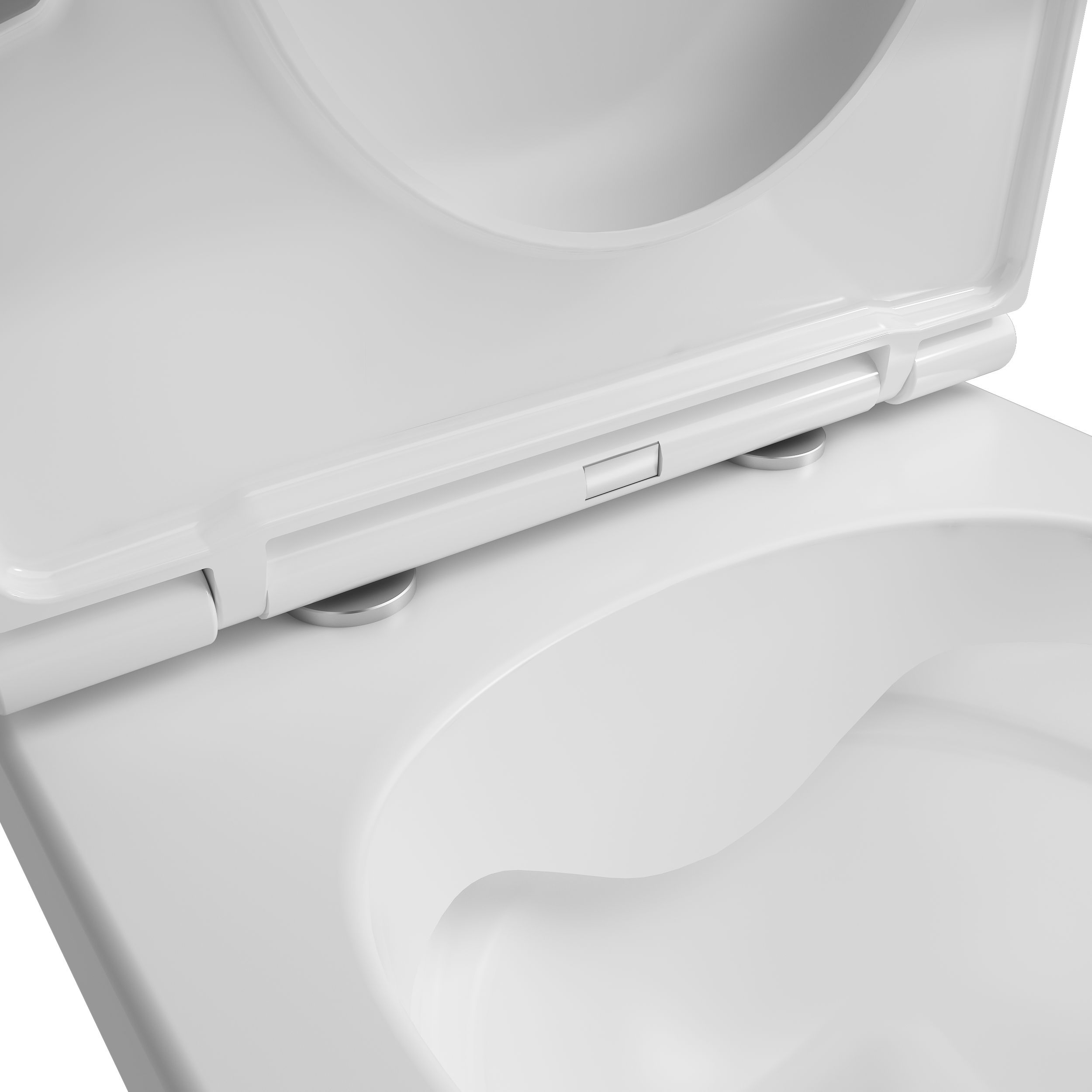 GoodHome Cavally White Rimless Wall hung Round Toilet pan with Soft close seat