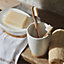 GoodHome Cervia Gloss White Bamboo & ceramic Tumbler