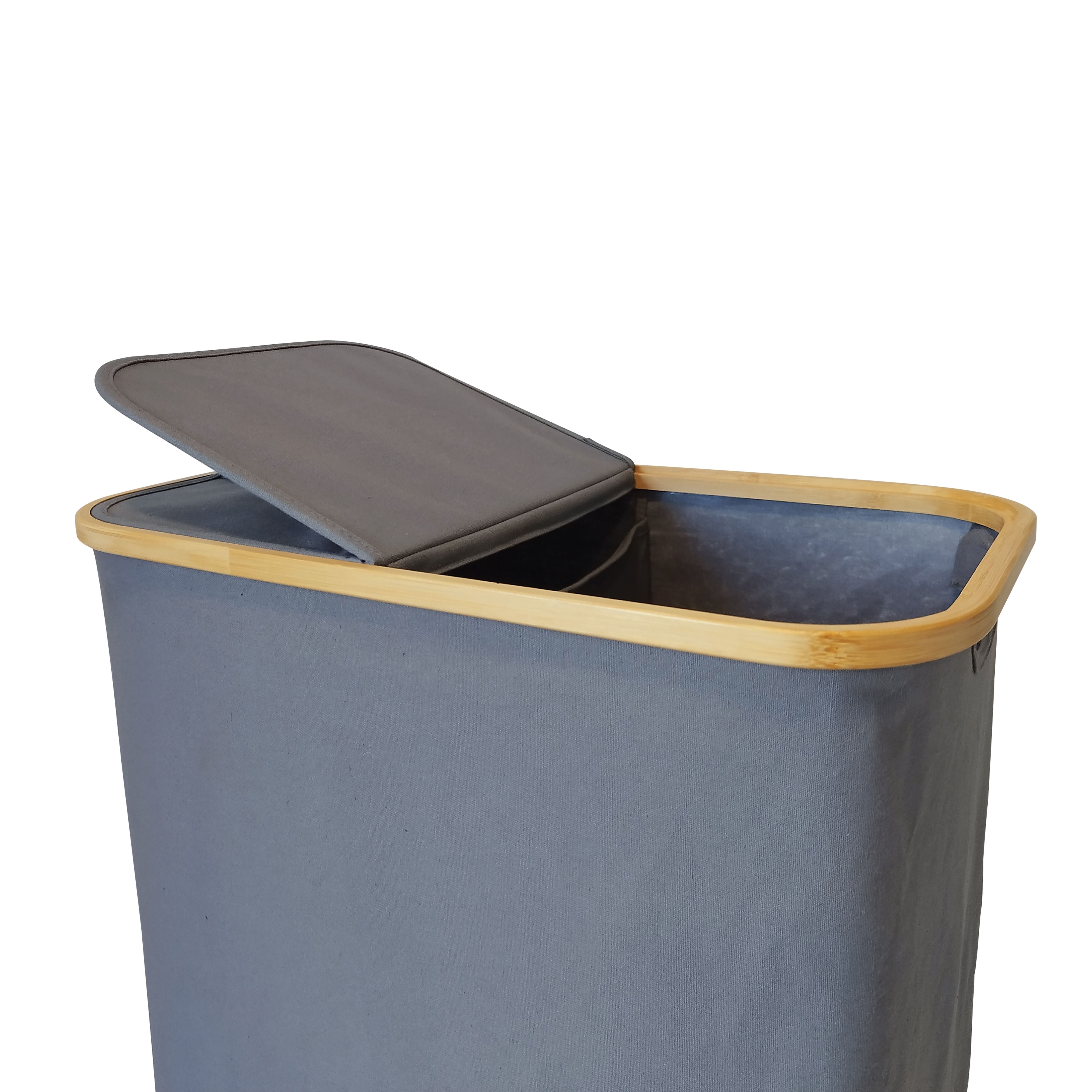 GoodHome Cervia Grey Bamboo & cotton Laundry basket, 106L