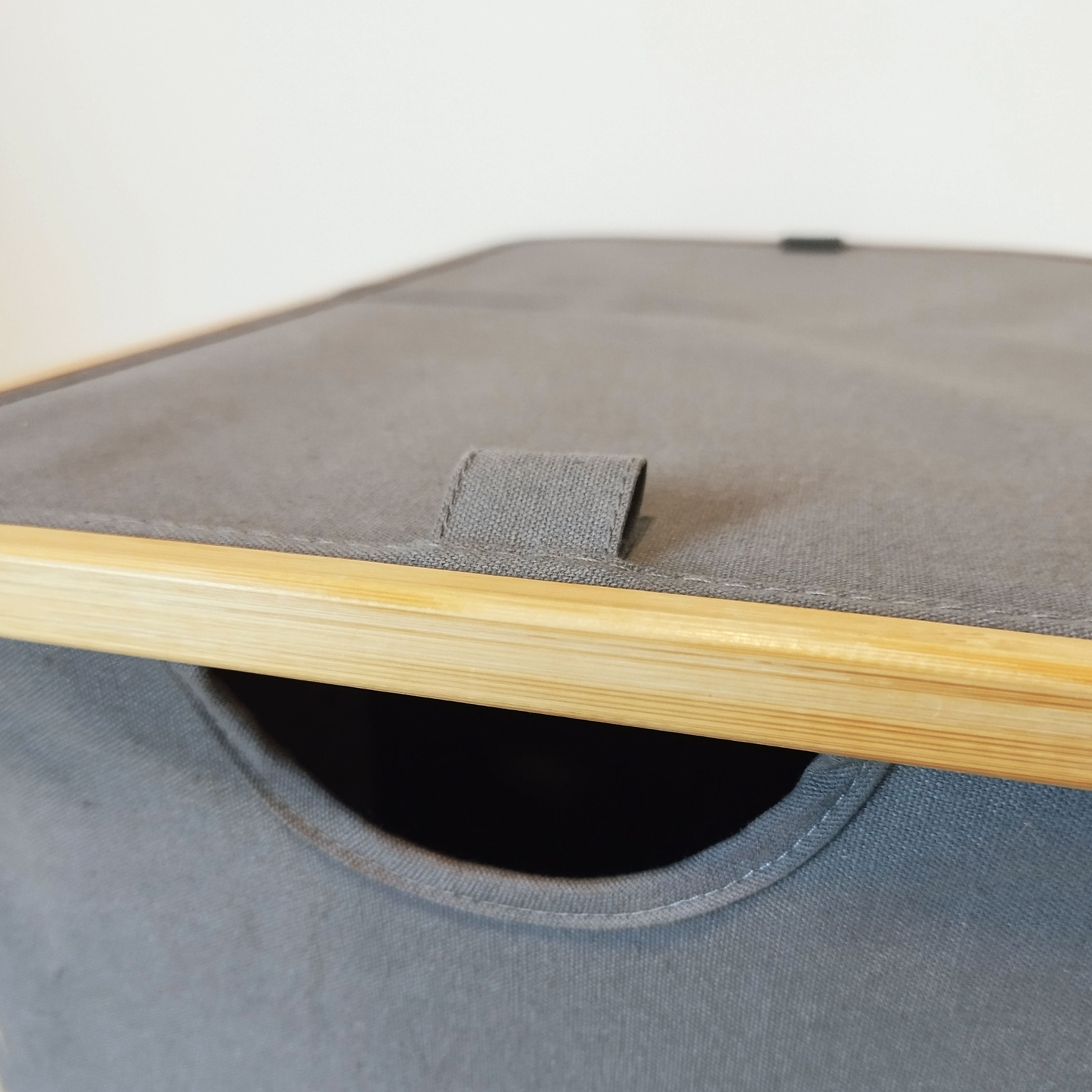 GoodHome Cervia Grey Bamboo & cotton Laundry basket, 106L