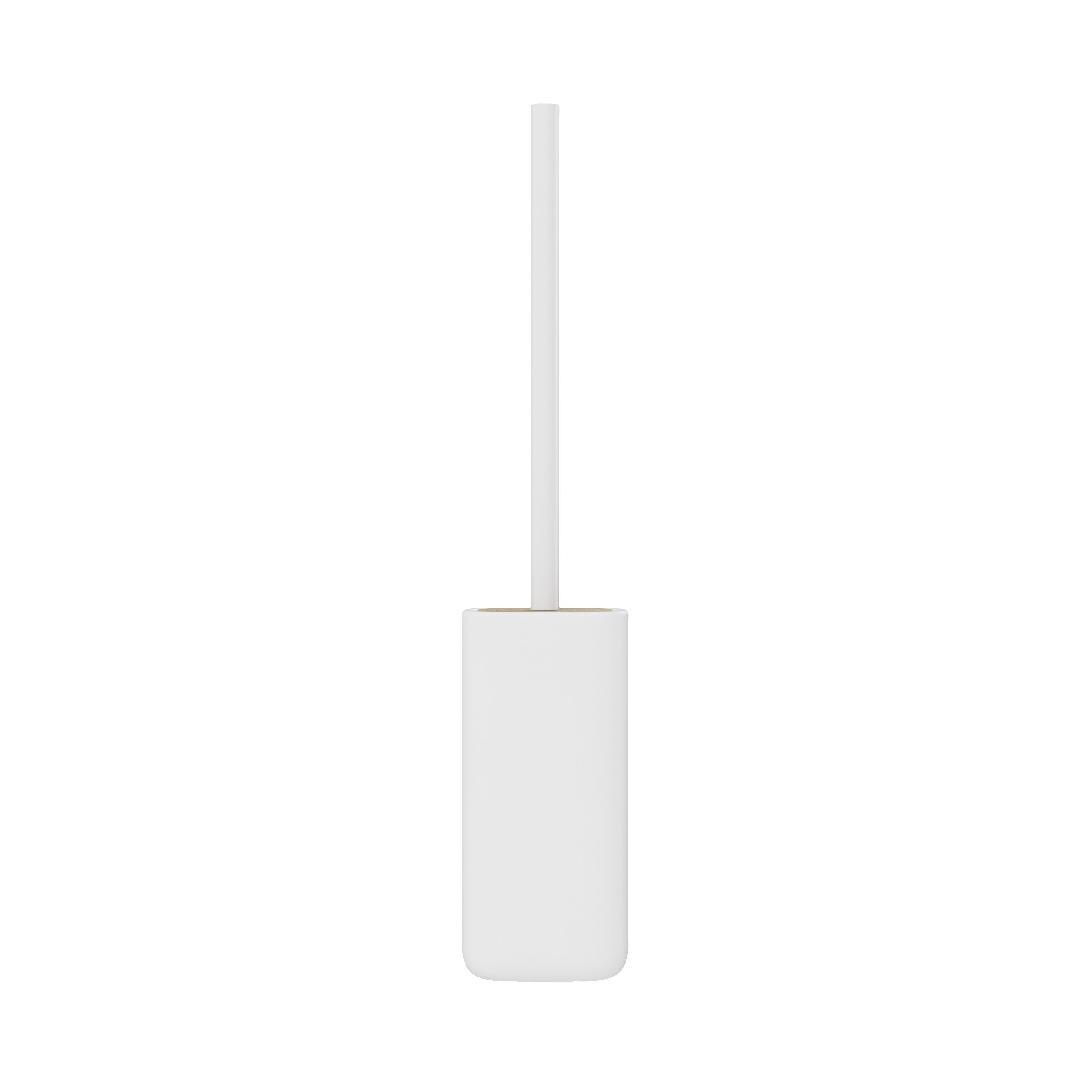 GoodHome Cervia Matt White Bamboo & ceramic Toilet brush & holder