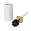 GoodHome Cervia Matt White Bamboo & ceramic Toilet brush & holder