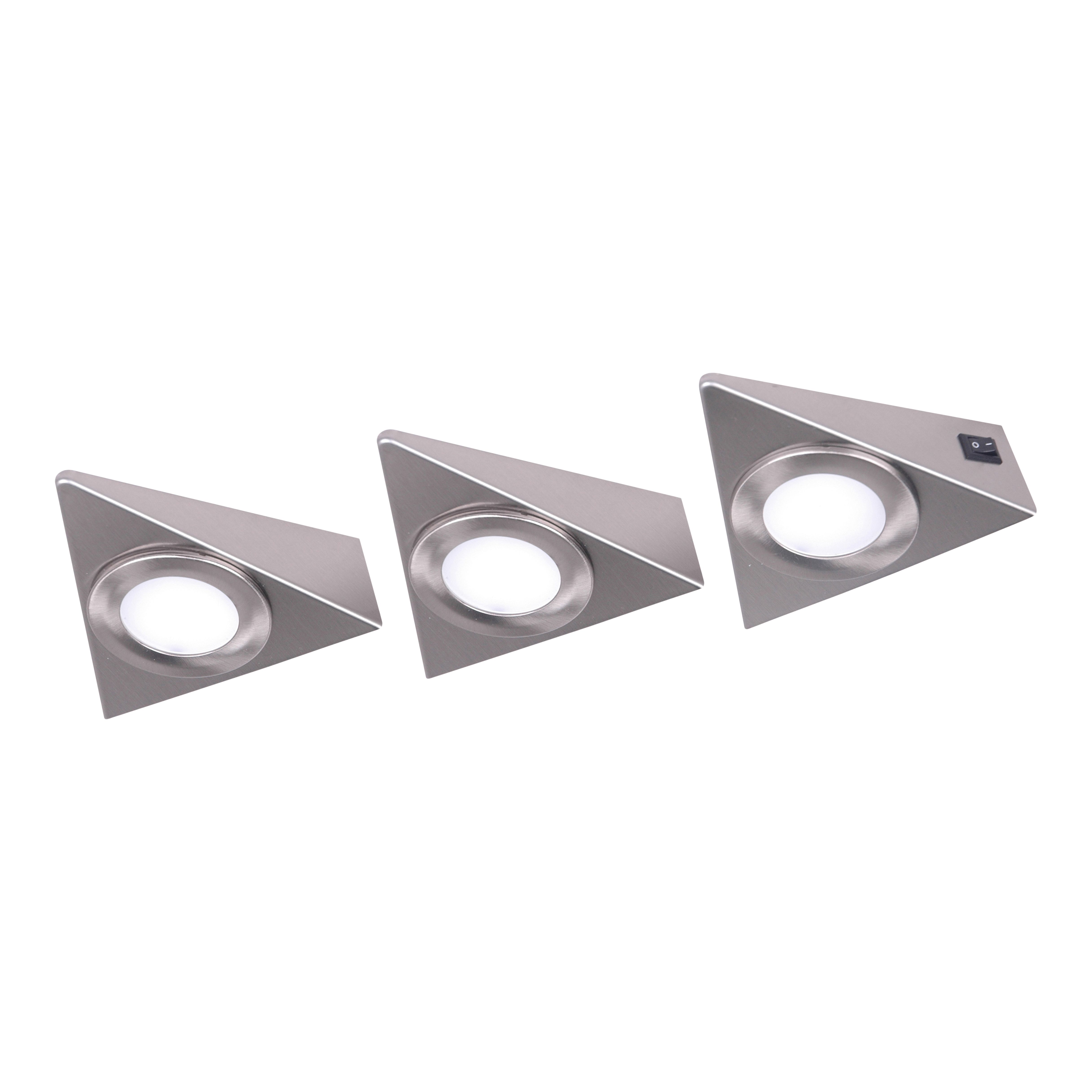 GoodHome Chardin White Silver effect Mains-powered LED Neutral white Under cabinet light IP20 (L)120mm (W)118mm