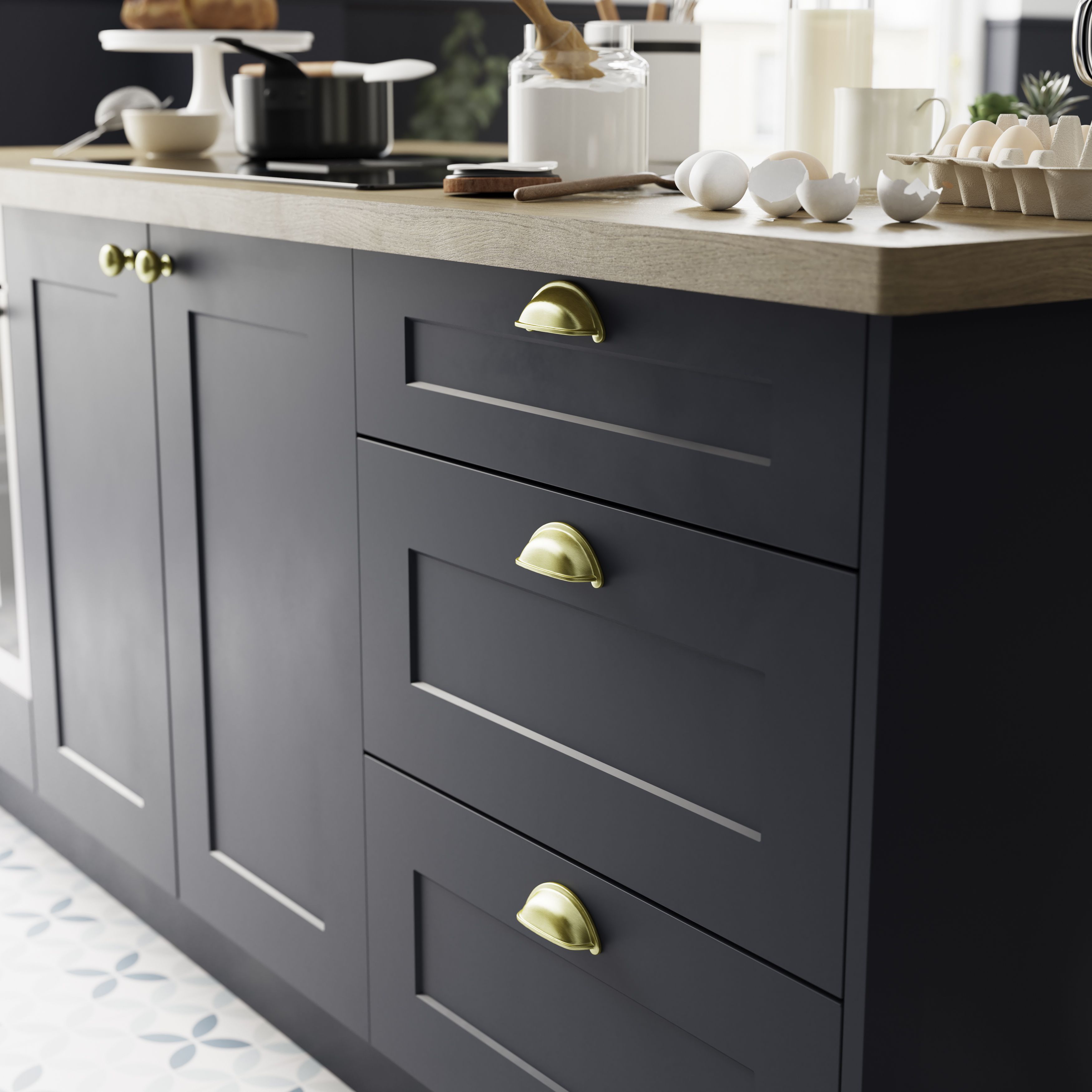 GoodHome Chervil Brass effect Kitchen cabinets Pull Handle (L)94.6mm