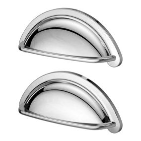 GoodHome Chervil Chrome effect Kitchen cabinets Pull Handle (L)94.6mm