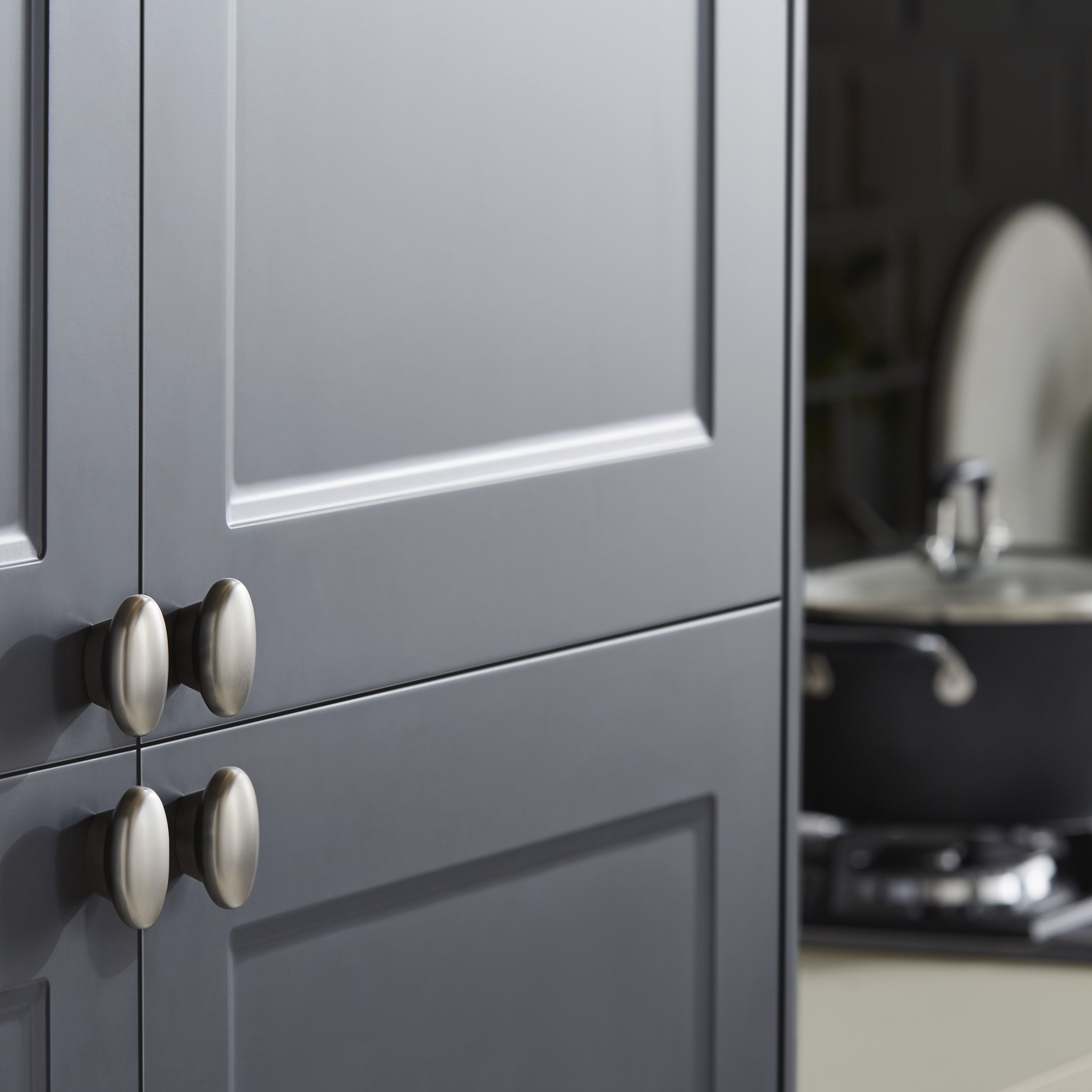 GoodHome Chervil Nickel effect Kitchen cabinets Handle (L)3.2cm