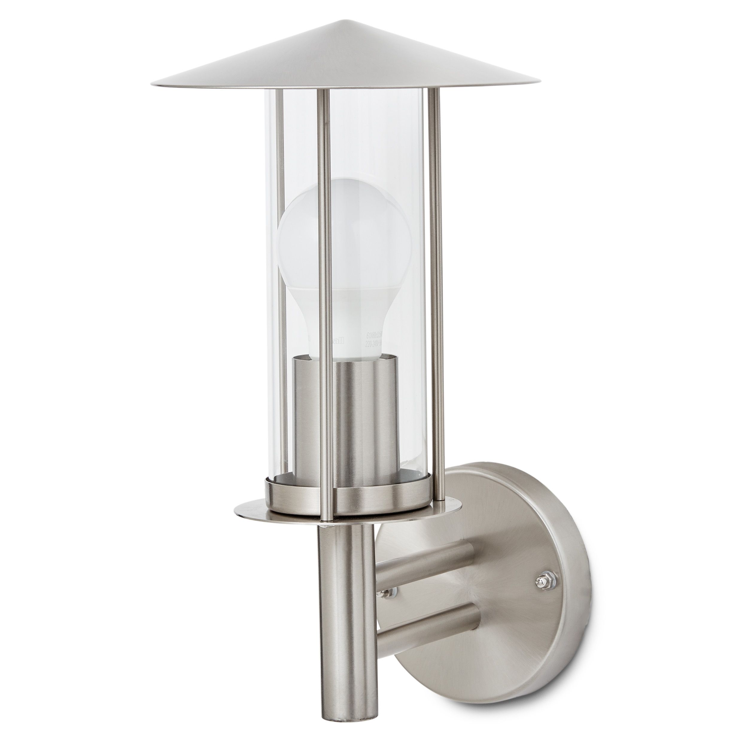GoodHome chignik Fixed Stainless steel Mains-powered Outdoor Lantern Wall light (Dia)17cm