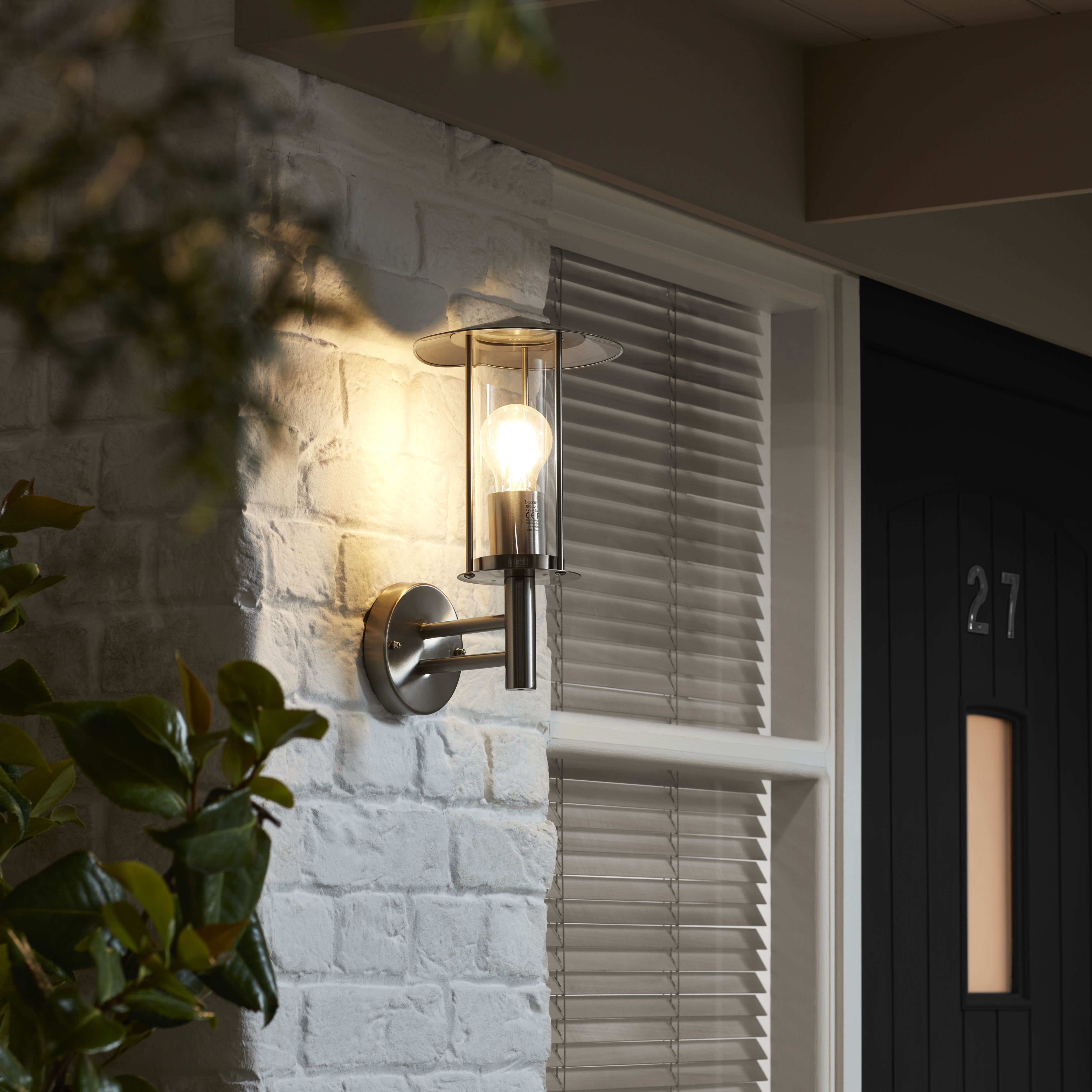 GoodHome chignik Fixed Stainless steel Mains-powered Outdoor Lantern Wall light (Dia)17cm