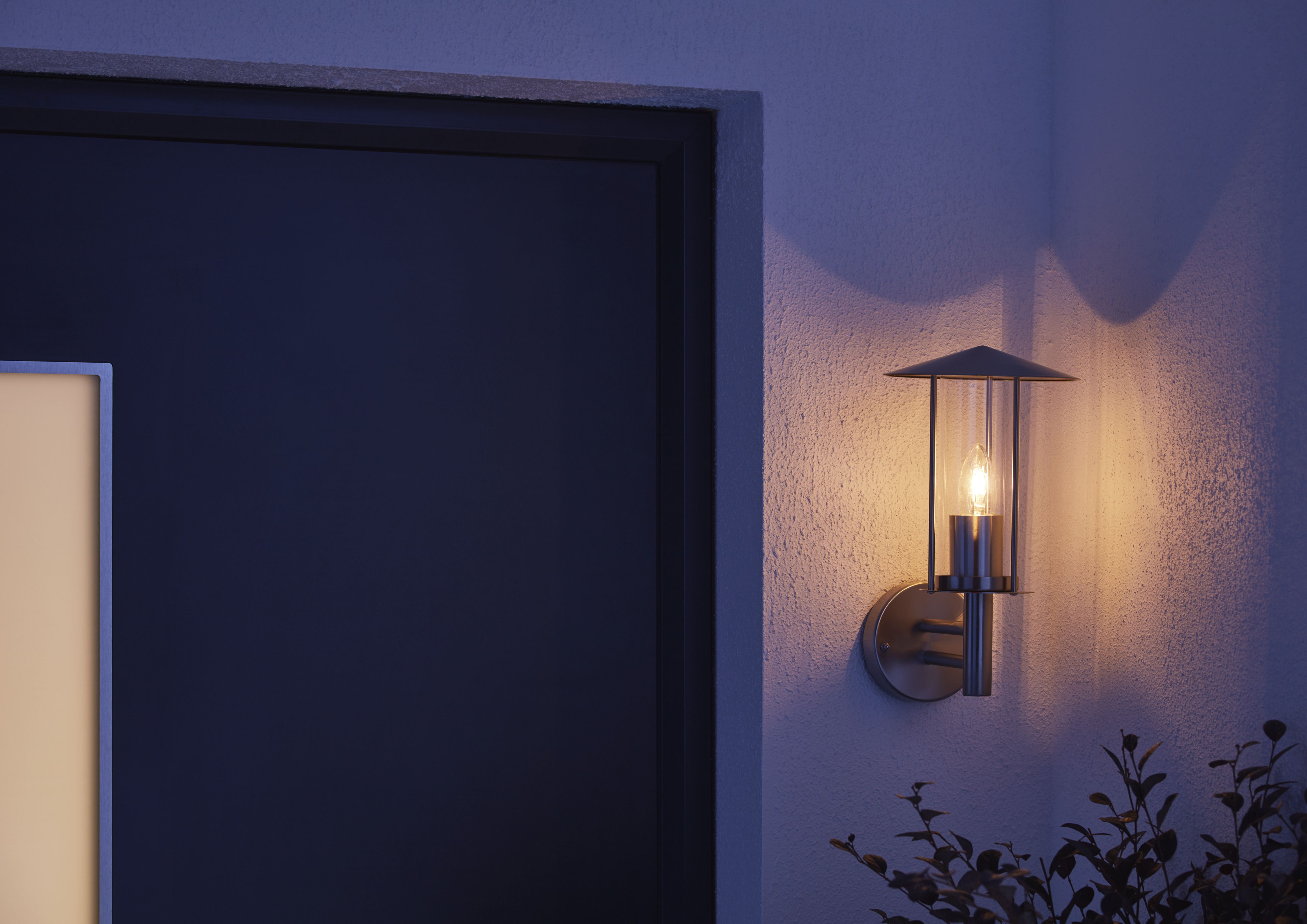 GoodHome chignik Fixed Stainless steel Mains-powered Outdoor Lantern Wall light (Dia)17cm