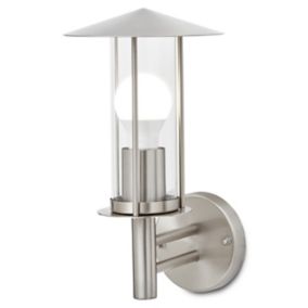 GoodHome chignik Fixed Stainless steel Mains-powered Outdoor Lantern Wall light (Dia)17cm