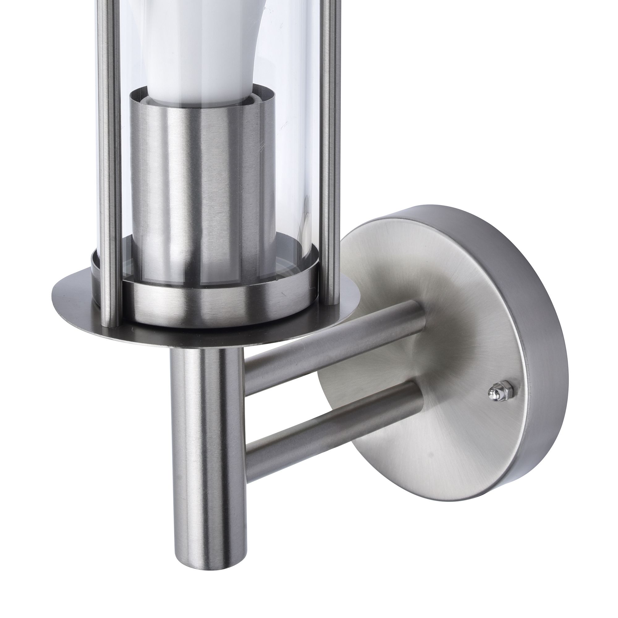 GoodHome chignik Fixed Stainless steel Mains-powered Outdoor Lantern Wall light (Dia)17cm