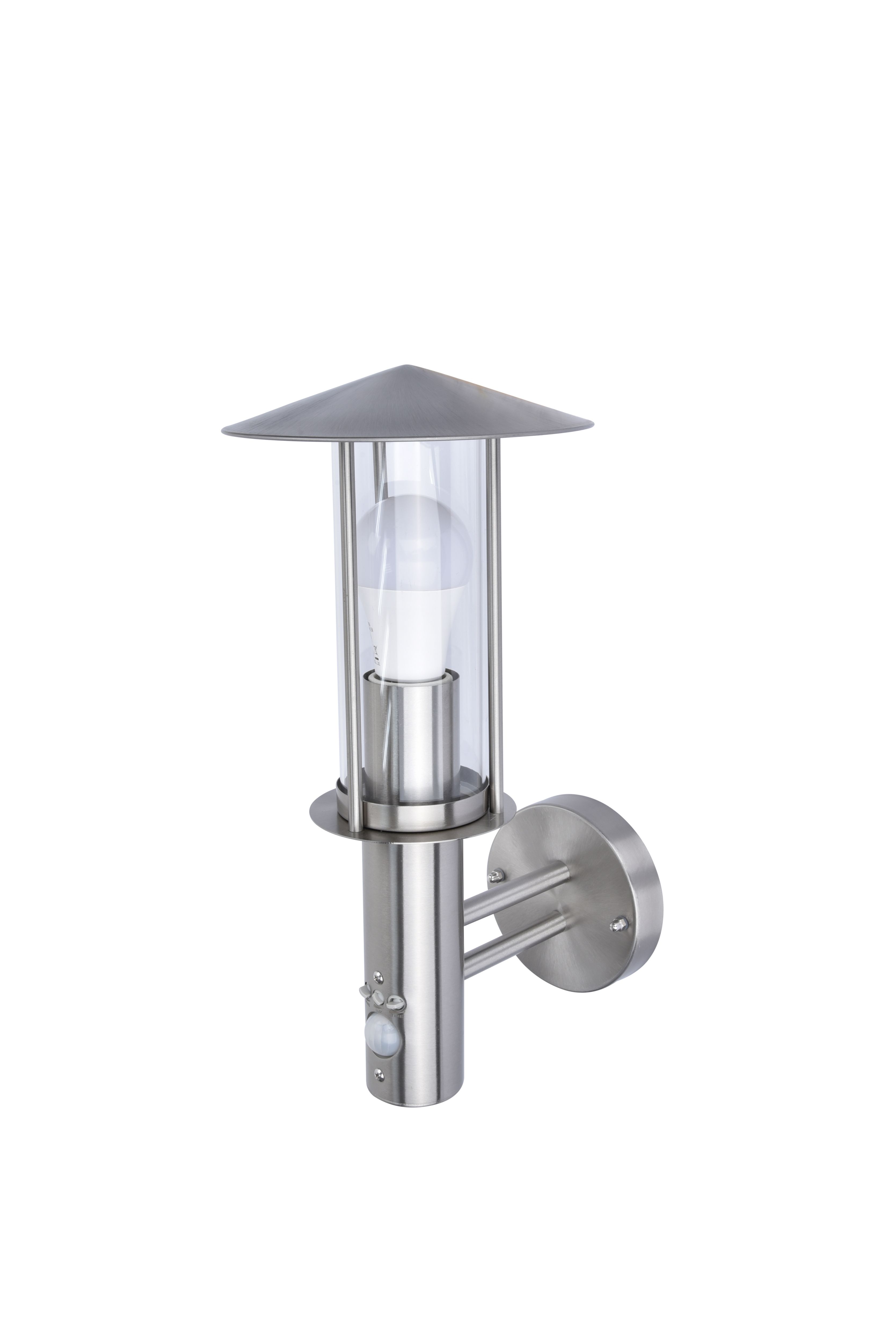 GoodHome Chignik Fixed Stainless steel PIR Motion sensor Outdoor Wall light 60W