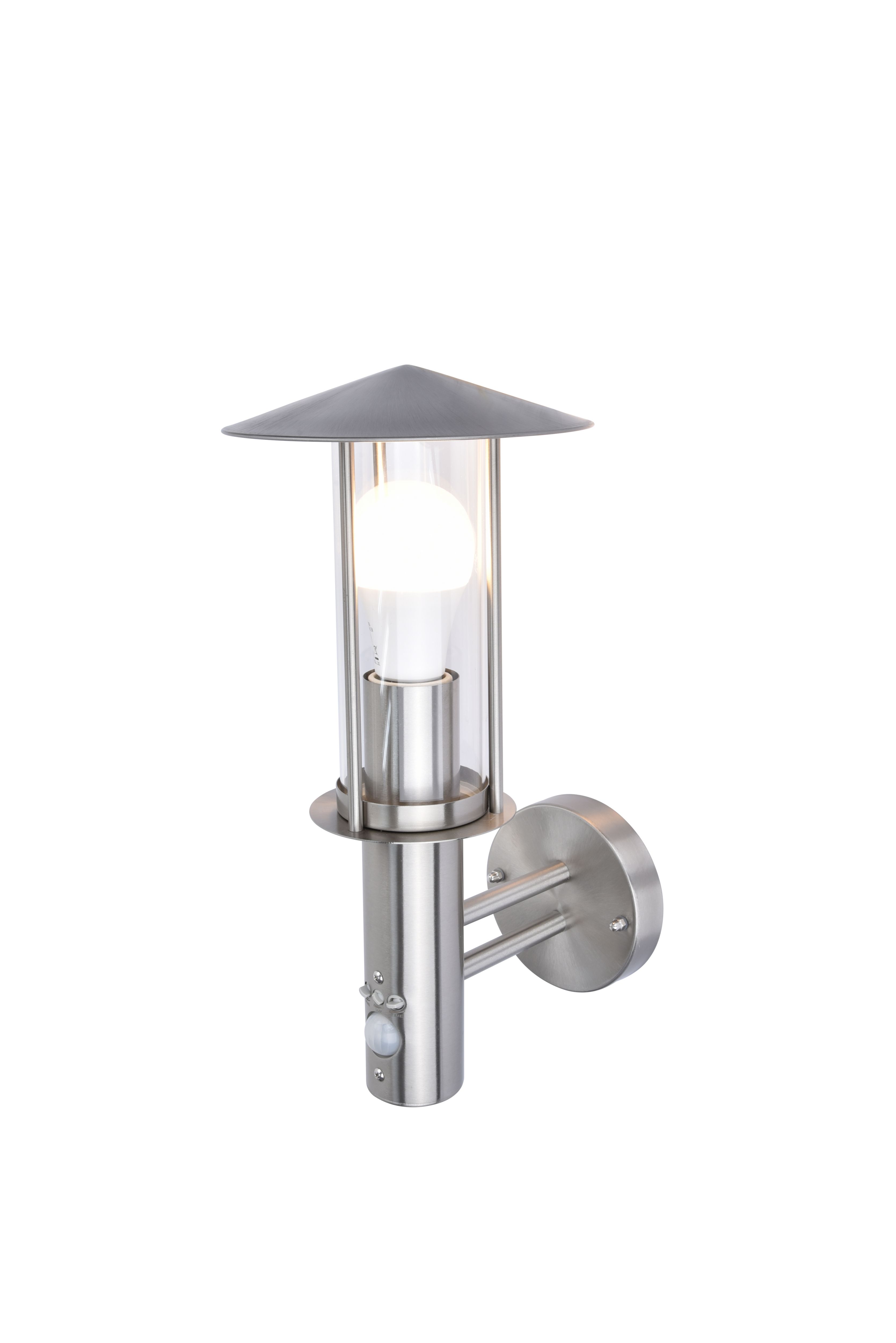 GoodHome Chignik Fixed Stainless steel PIR Motion sensor Outdoor Wall light 60W