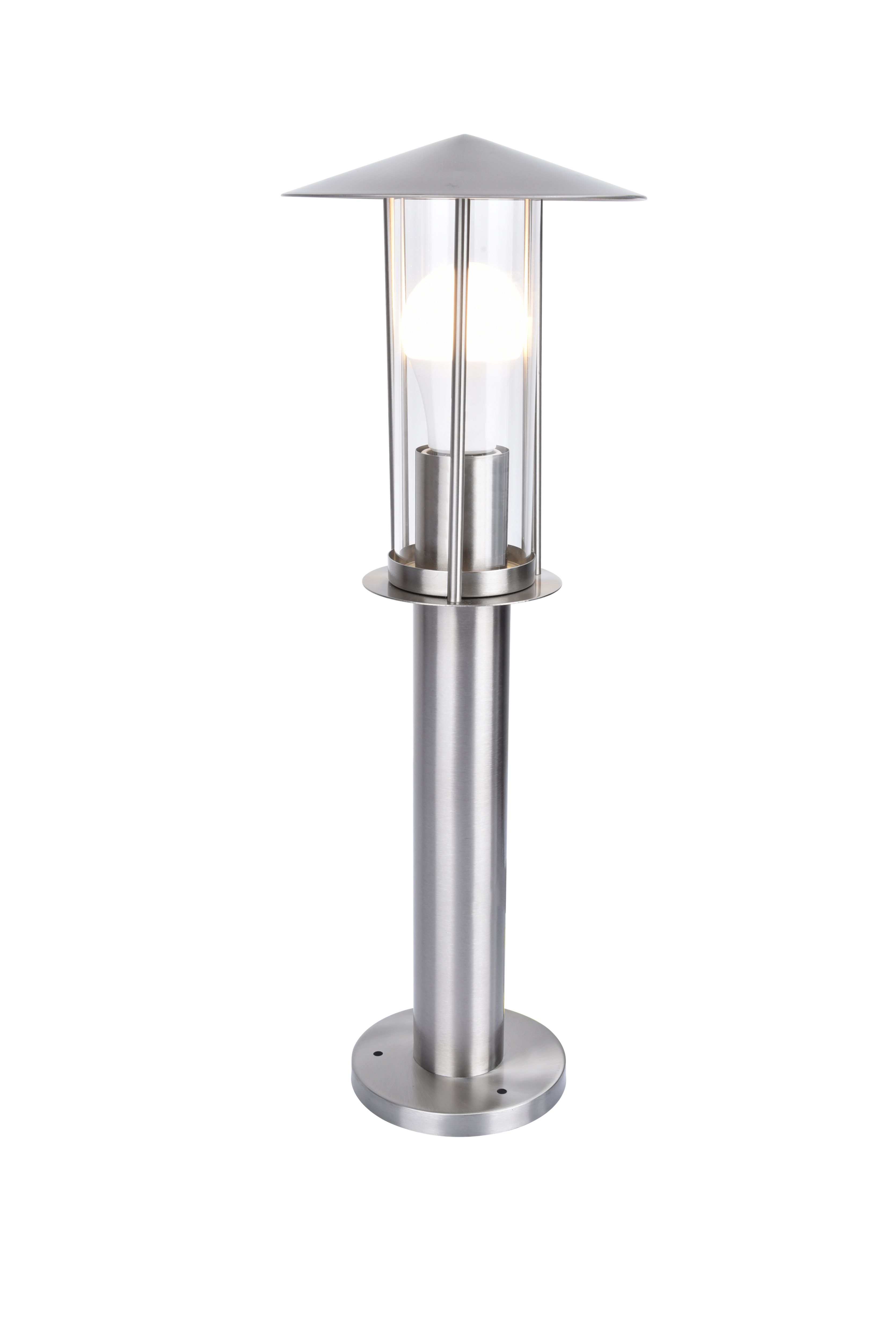 GoodHome Chignik Lantern Stainless steel Mains-powered 1 lamp Outdoor Post light (H)500mm