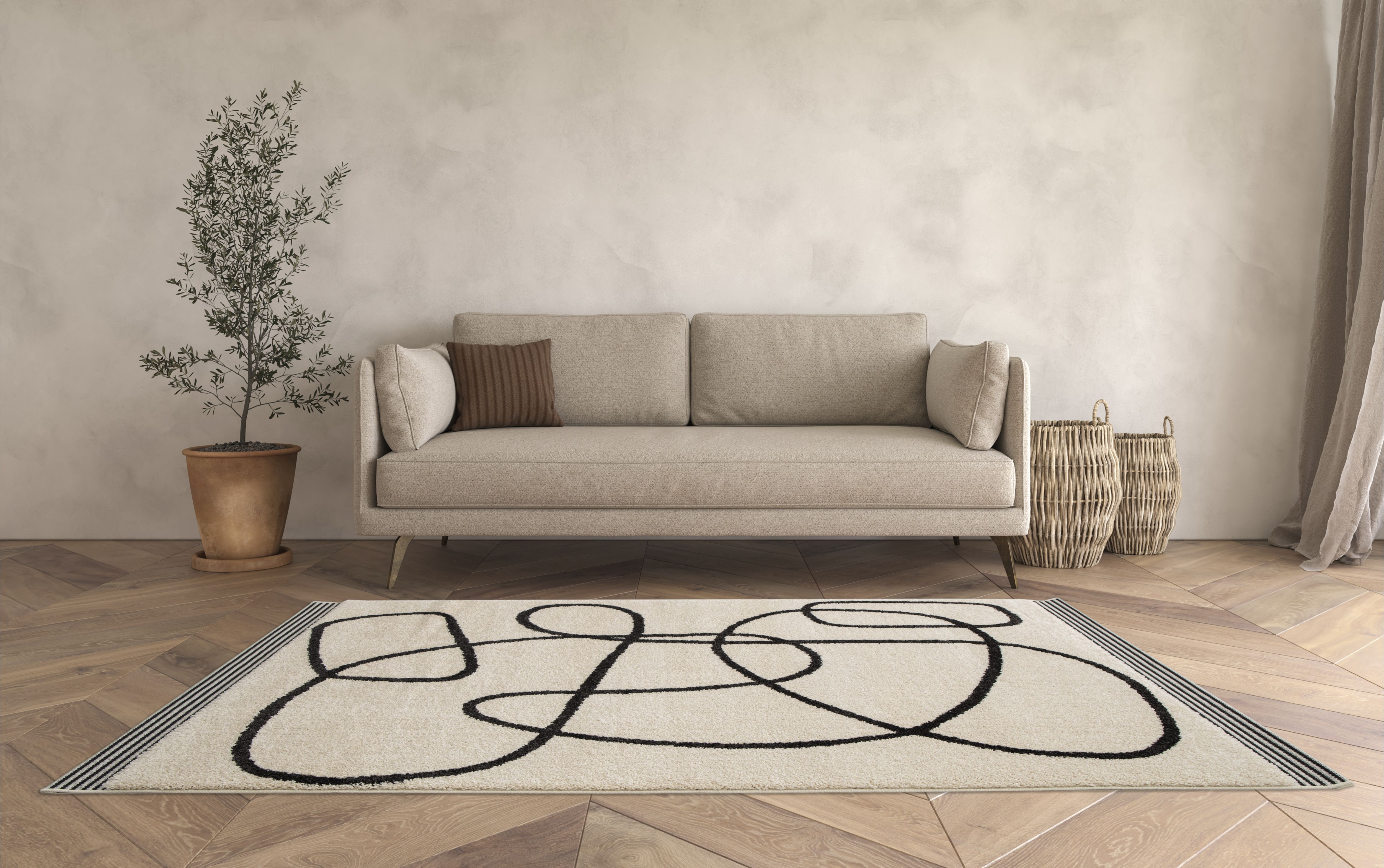 GoodHome Chios White Rug 170cmx120cm