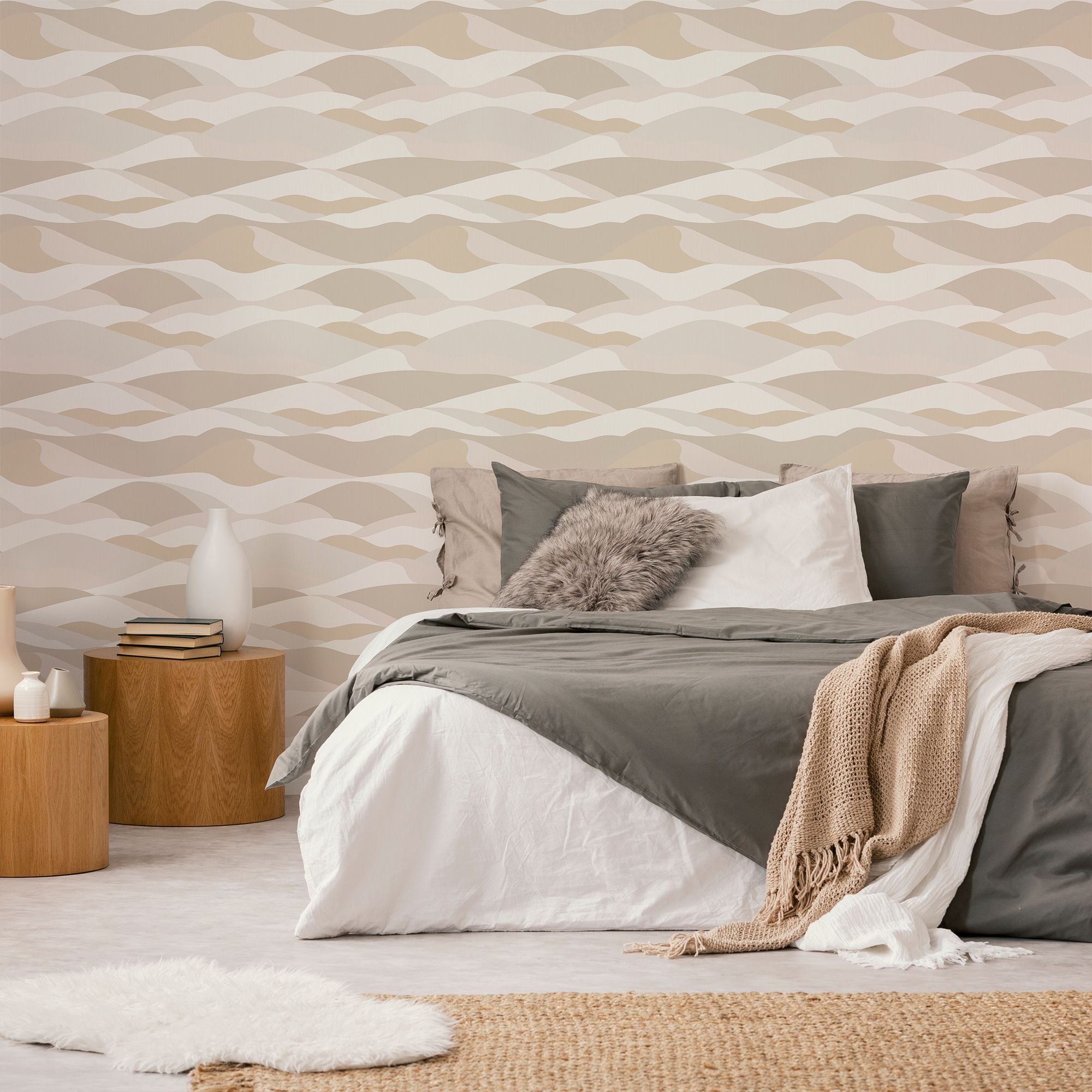 GoodHome Choussy Beige Abstract Embossed Wallpaper