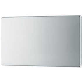GoodHome Chrome 2 gang Double Flat profile Screwless Blanking plate