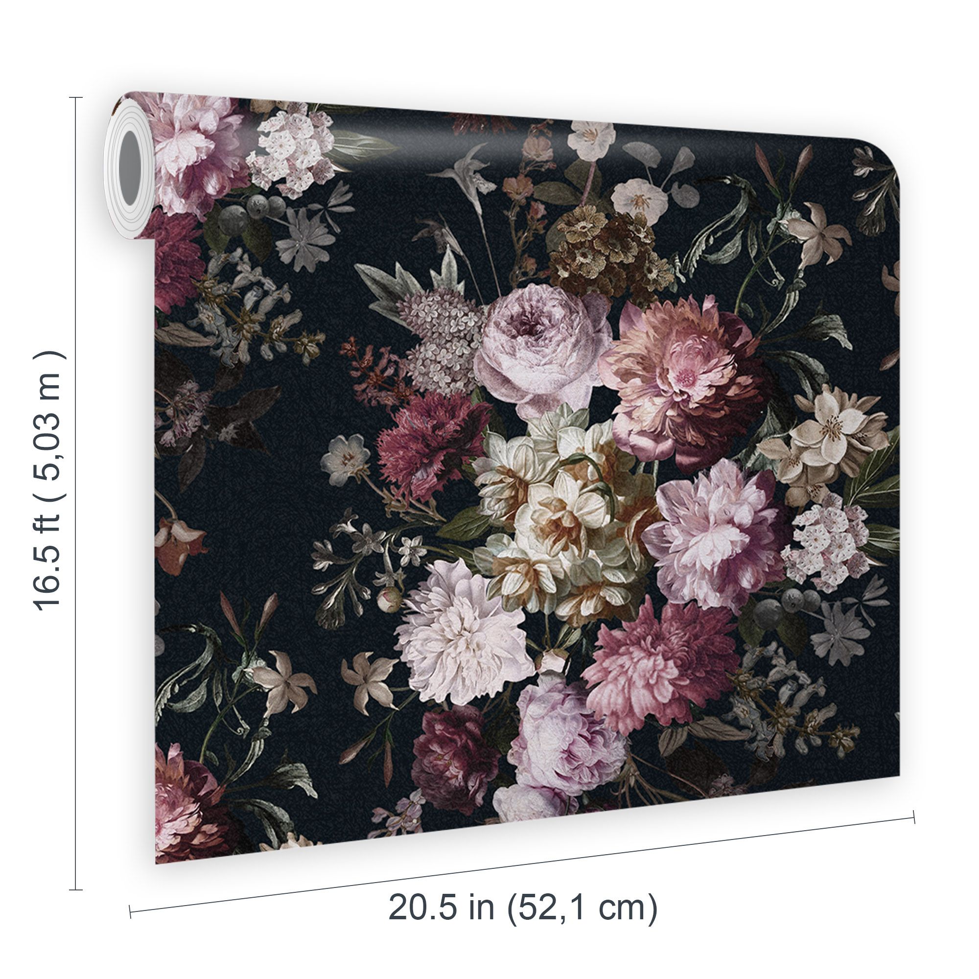 GoodHome Chryso Pink & black Floral Textured Wallpaper Sample