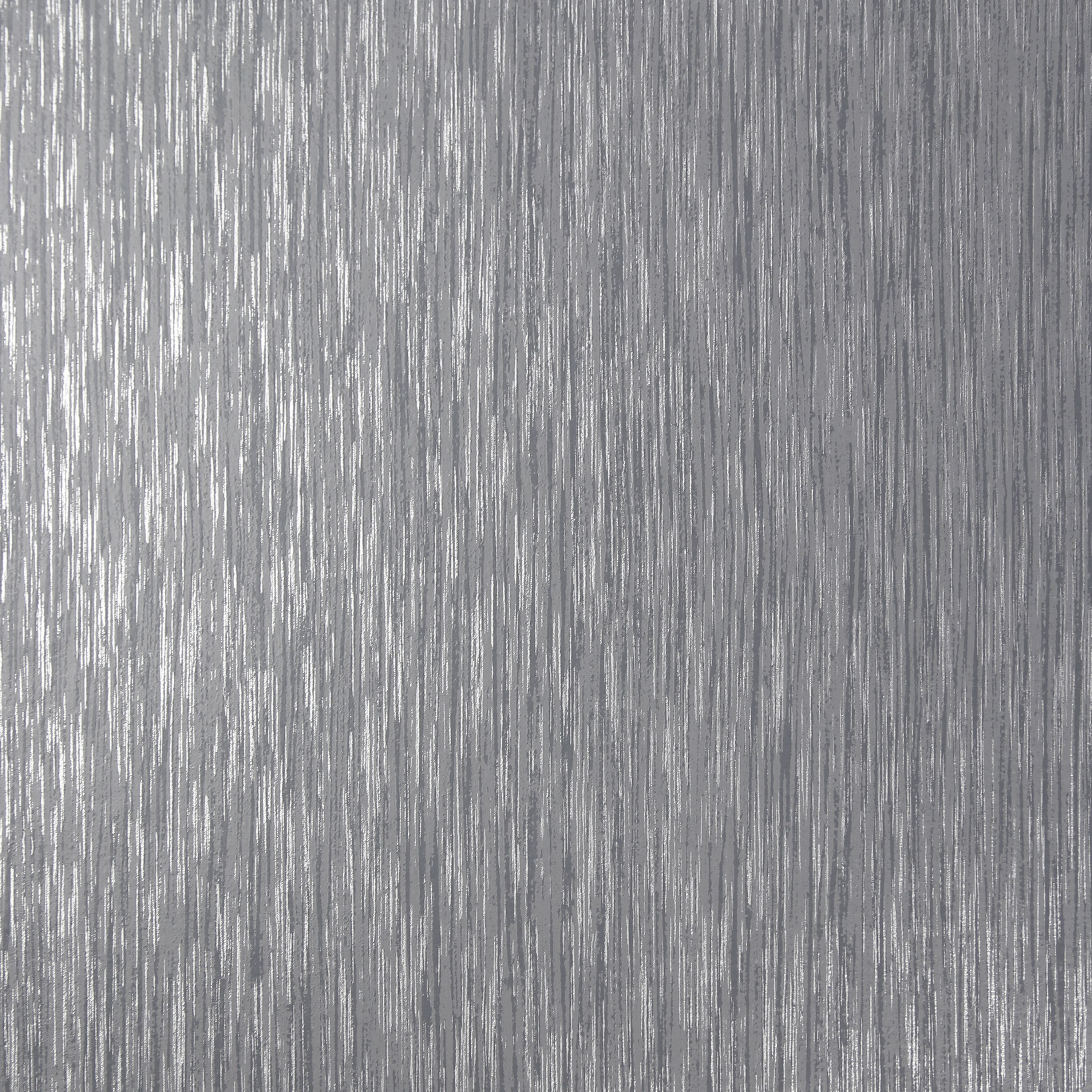 GoodHome Ciral Dark grey Metallic effect Striped Textured Wallpaper