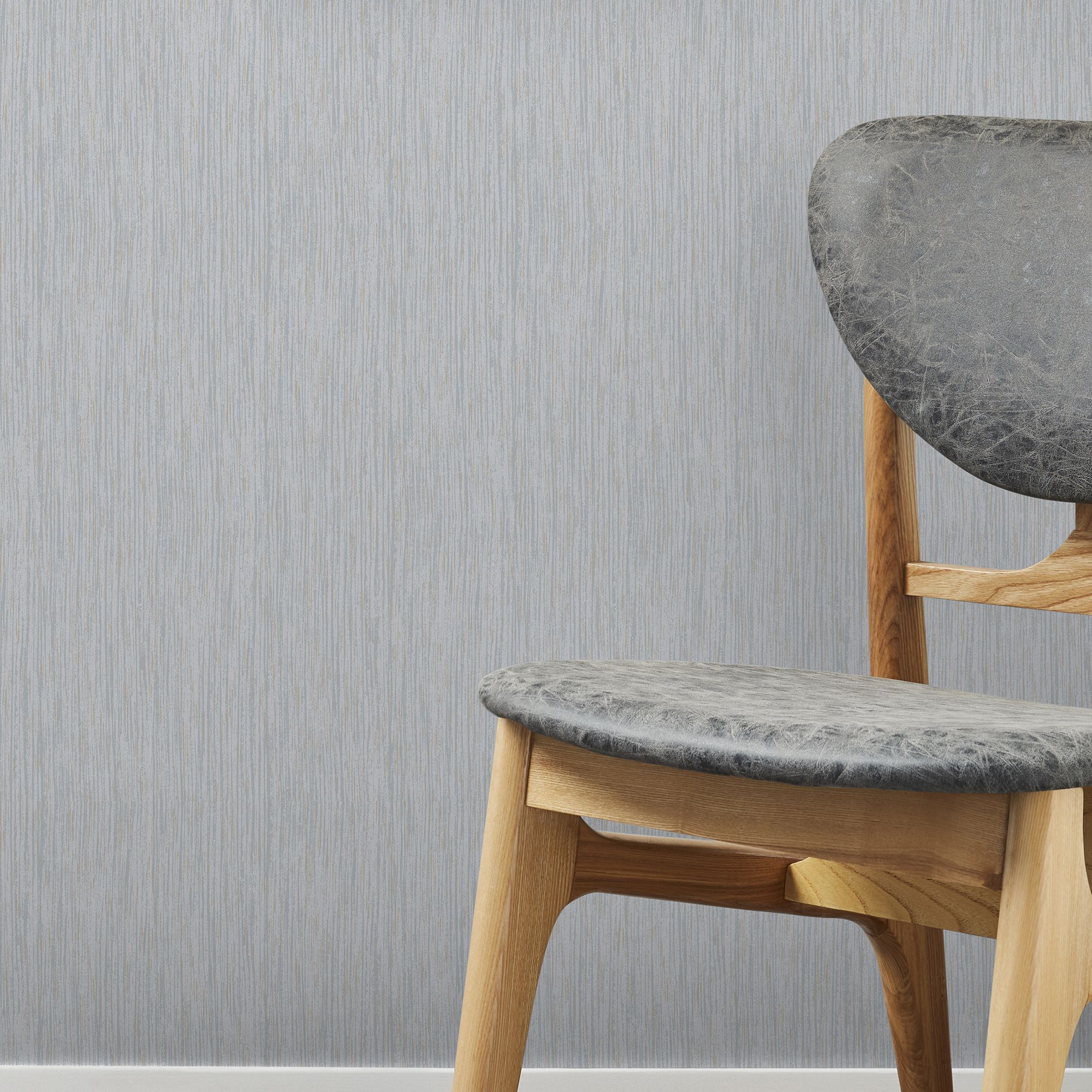 GoodHome Ciral Light grey Metallic effect Striped Textured Wallpaper