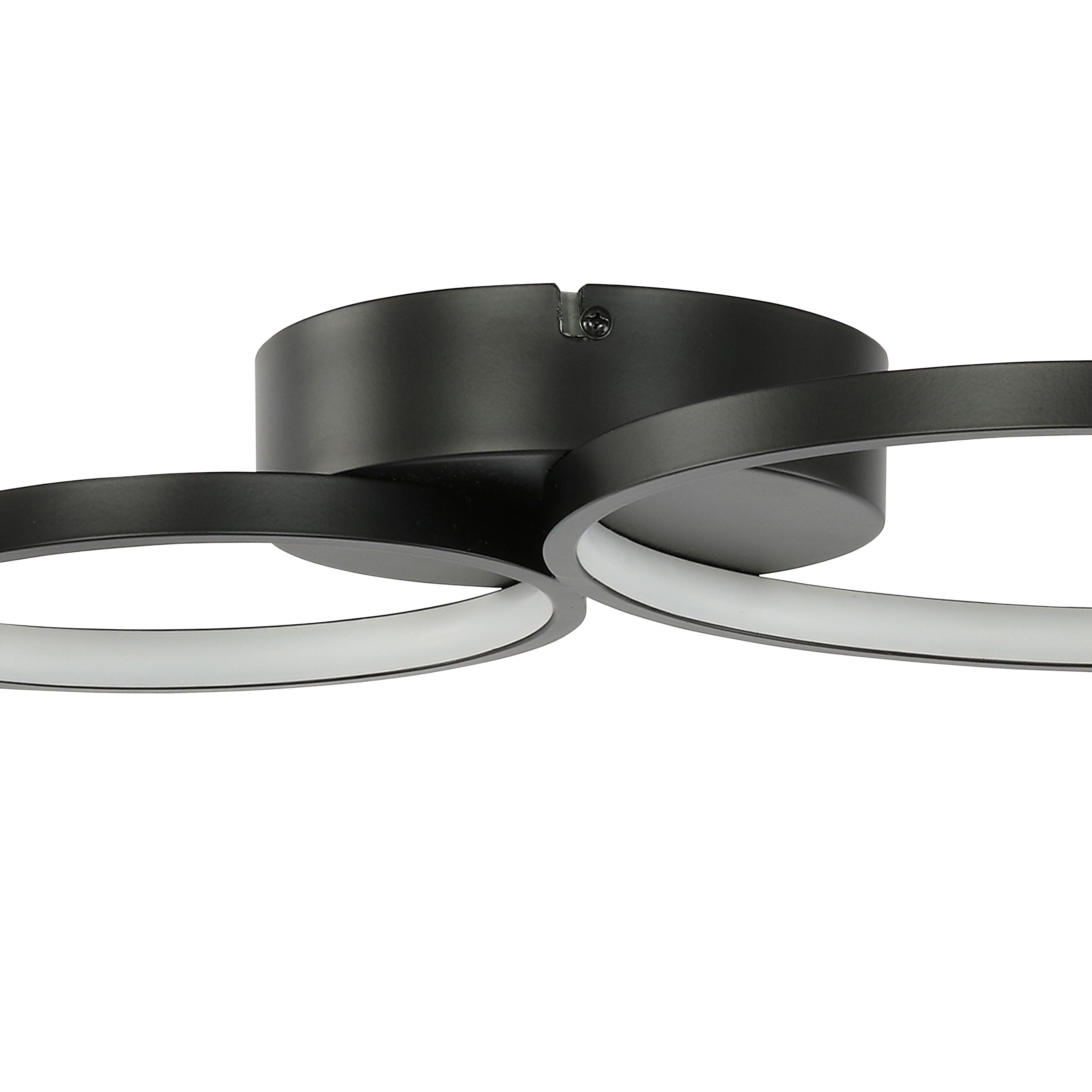 GoodHome Circle Matt Metal & plastic Black LED 4 ring Ceiling light
