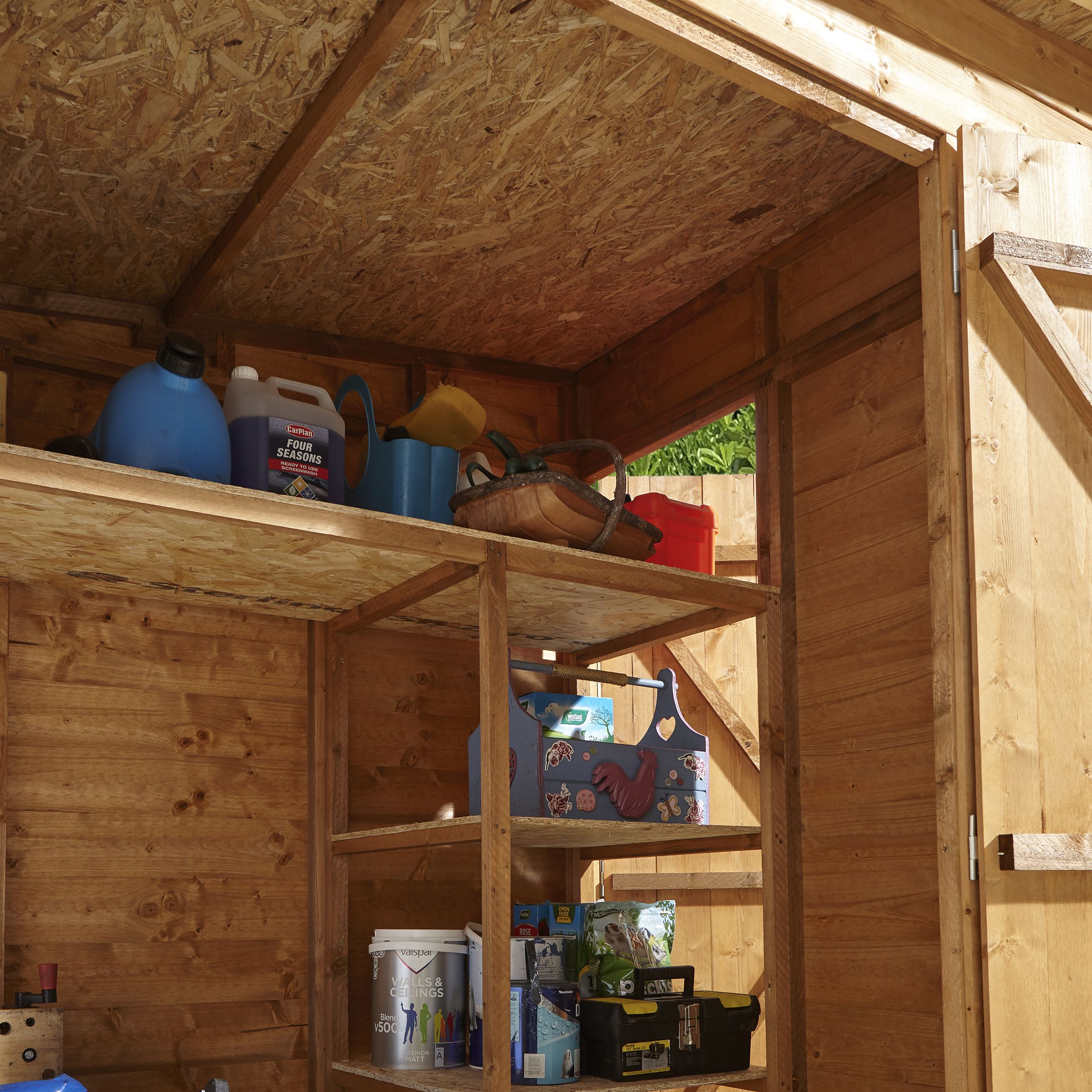 GoodHome Clapperton 6x4 ft Pent Wooden 2 door Shed with floor